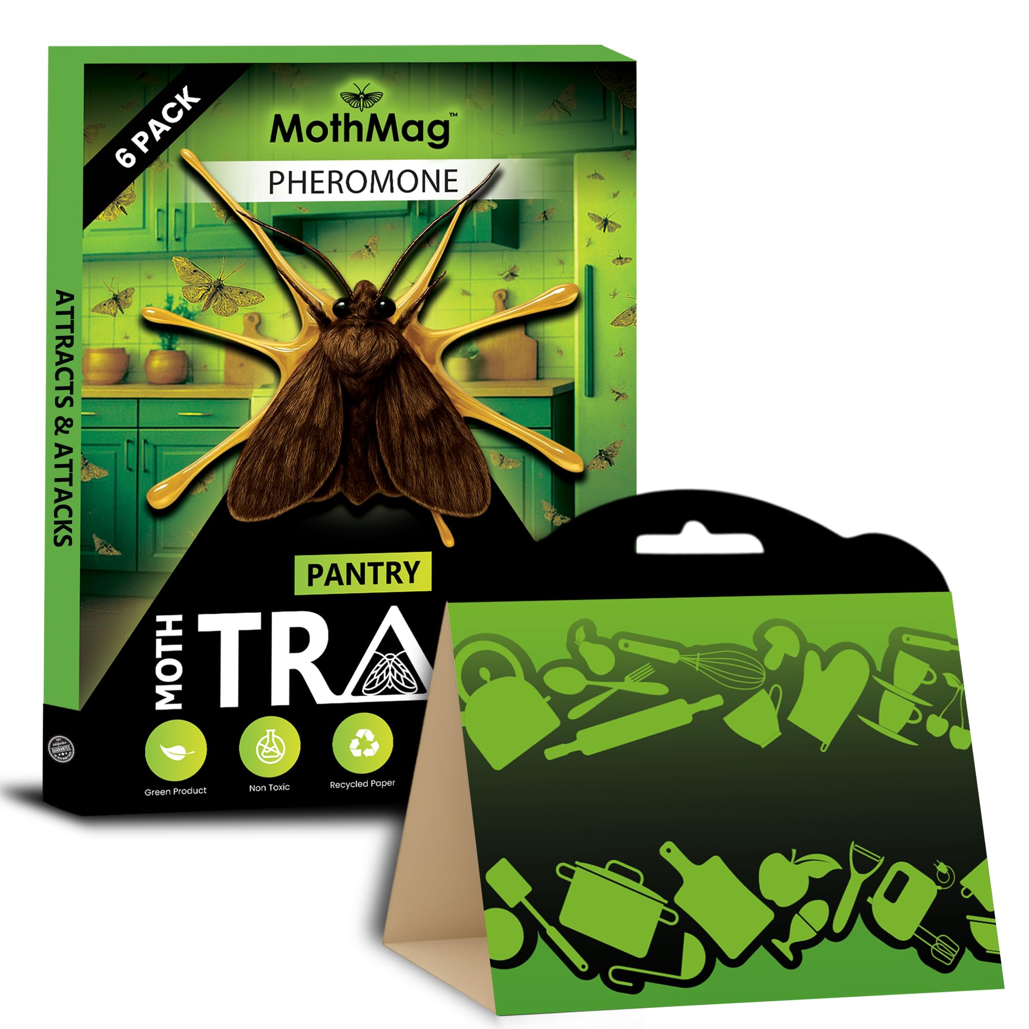 MothMag Pantry Moth Traps with Pheromones – 6 Pack, Cupboards, and Food Storage – Indoor Pantry Moth Glue Traps How to Get Rid of Pantry Moths