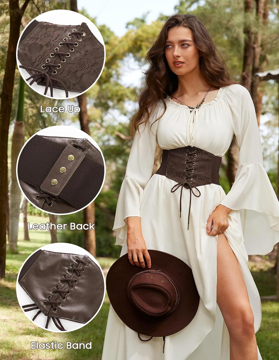 SCARLET DARKNESS Corset Belts for Women Lace-up Tied Waspie Waist Belt Renaissance Corset - Image 2