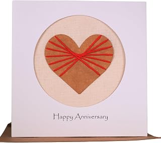 Camellia Bees 2nd Wedding Anniversary card, Handmade cotton anniversary card for husband, wife, couple, second year (2nd)