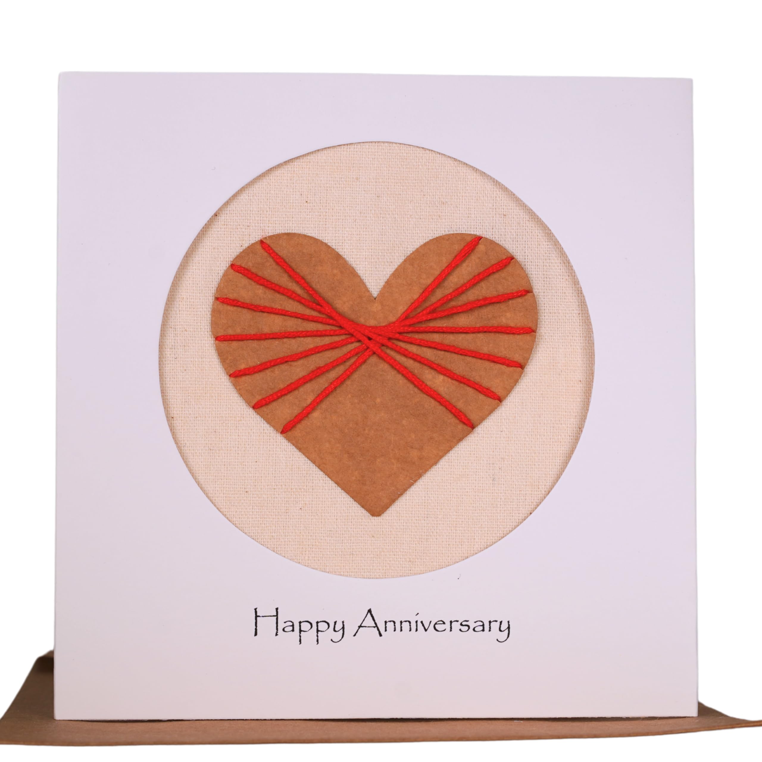 Camellia Bees 2nd Wedding Anniversary card, Handmade cotton anniversary card for husband, wife, couple, second year (2nd)