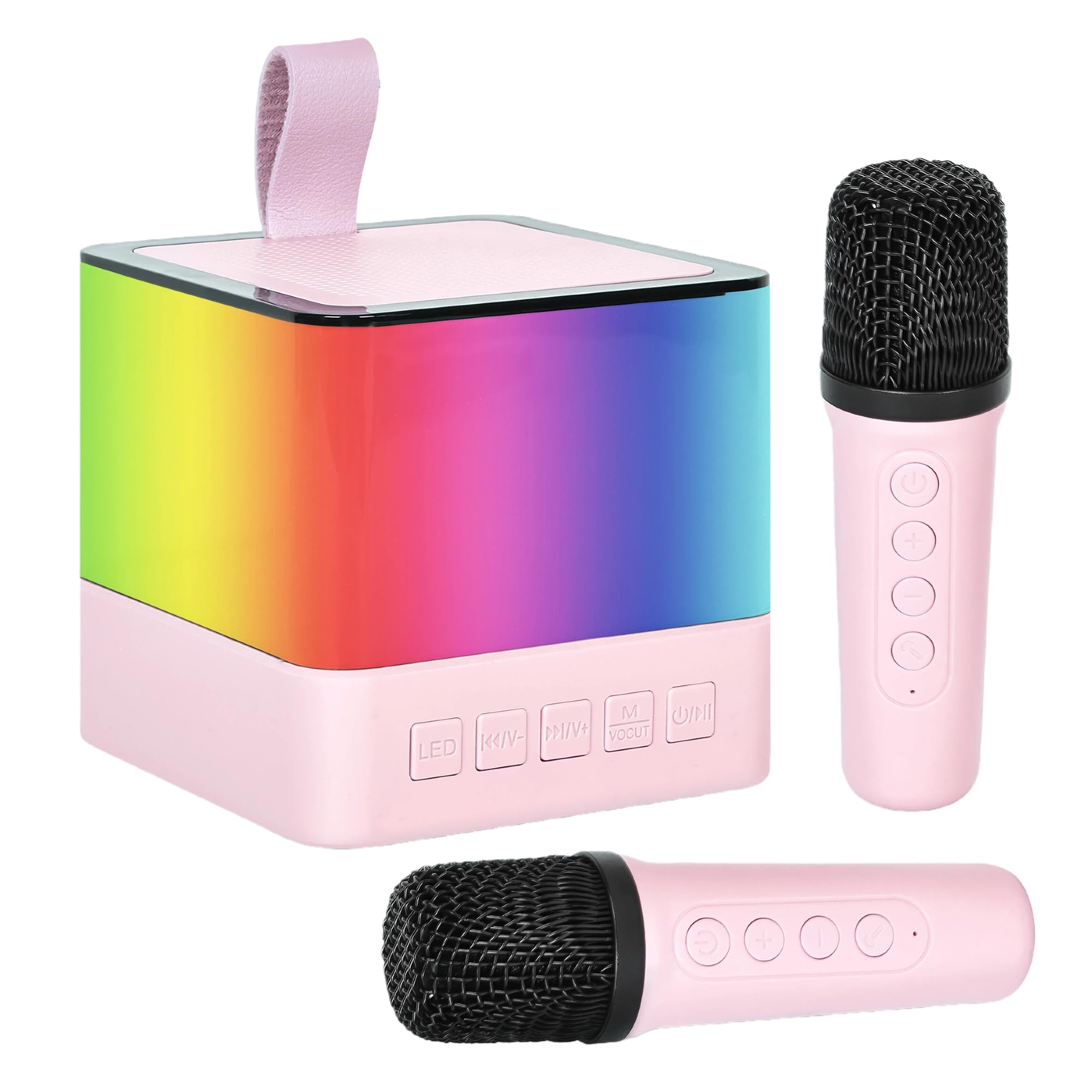 Mini Karaoke Machine, Portable Bluetooth Karaoke Speaker with 2 Wireless Microphones
