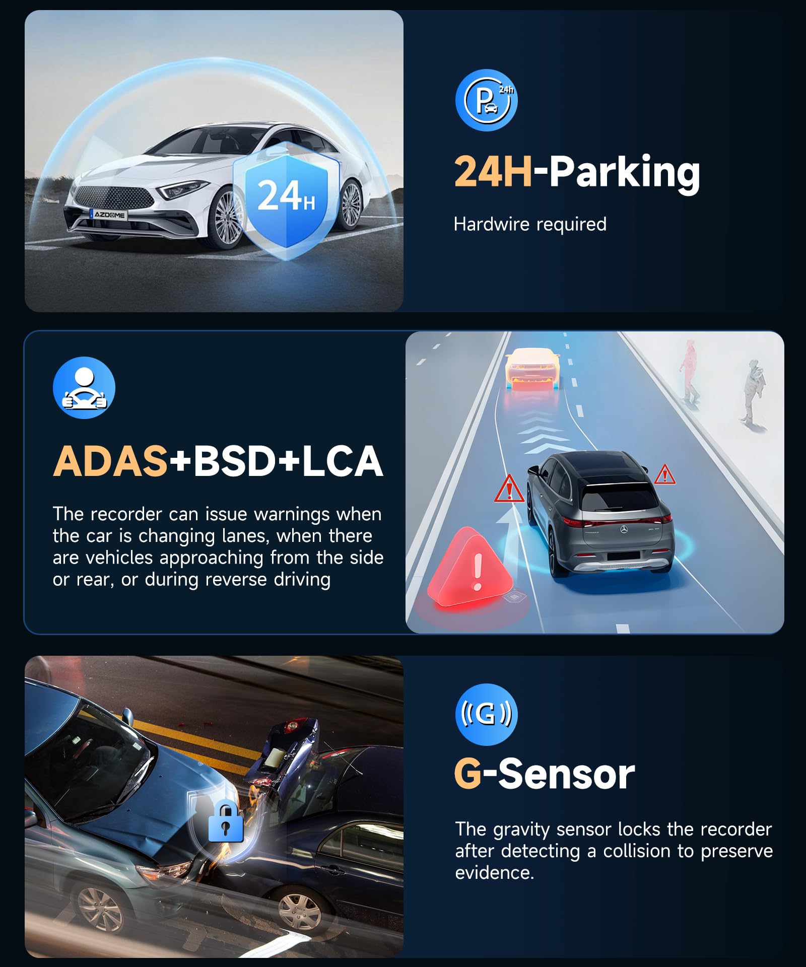 VECHTEL 4K+2K Dashcam Auto Anteriore Posteriore con WiFi 5.8G+2.4G, 2*Telecamera Auto 1080P, Schermo IPS 3.16 Pollici, Monitoraggio Parcheggio 24H, Visione Notturna, Sensore G, con Scheda 64GB