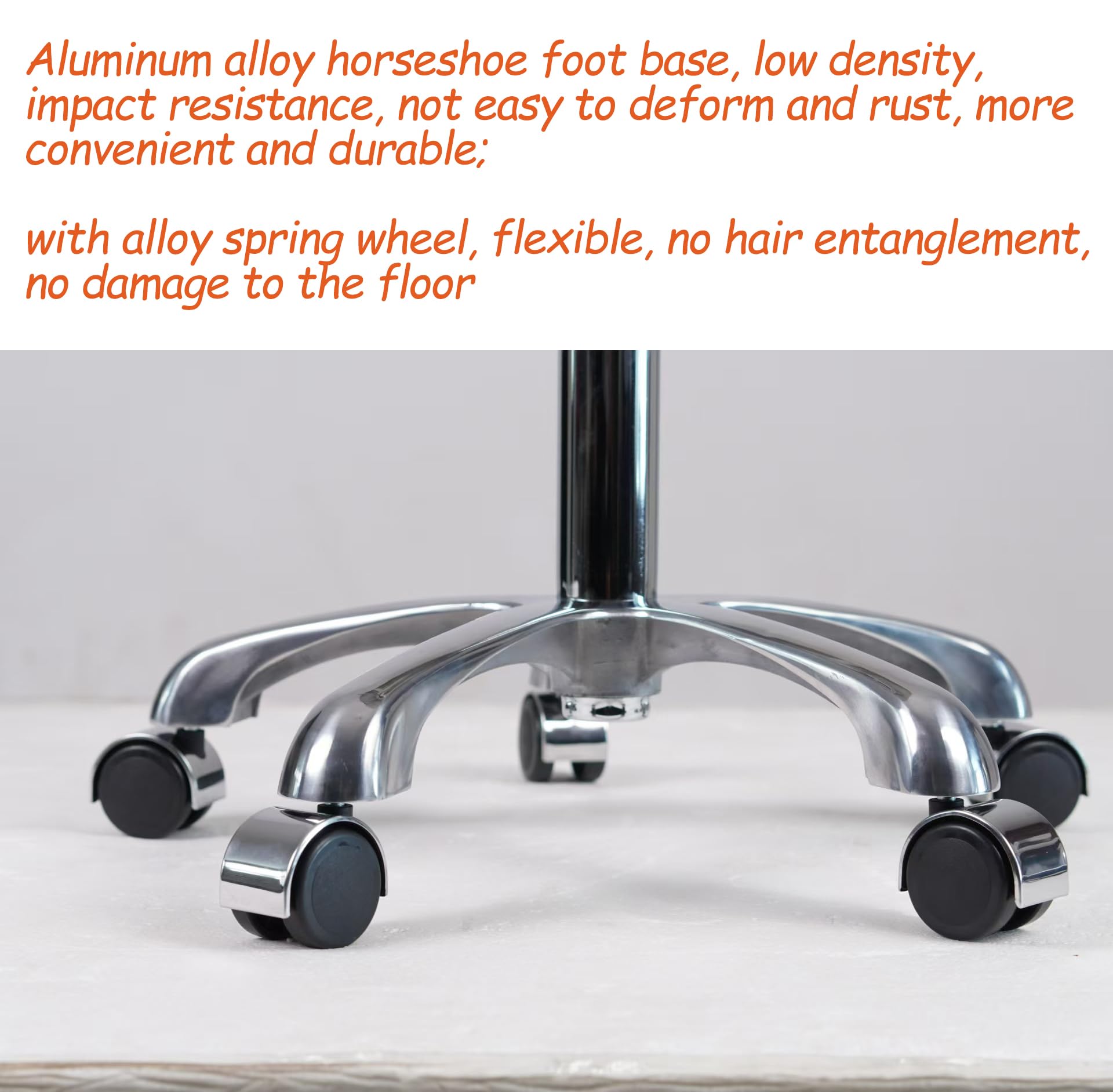 ZHAOYONGLI-End Tables Taburete de acero inoxidable resistente para banco de trabajo, taburete giratorio ajustable con 5 ruedas, estructura de acero inoxidable 304, cojín redondo, soporte de carga de