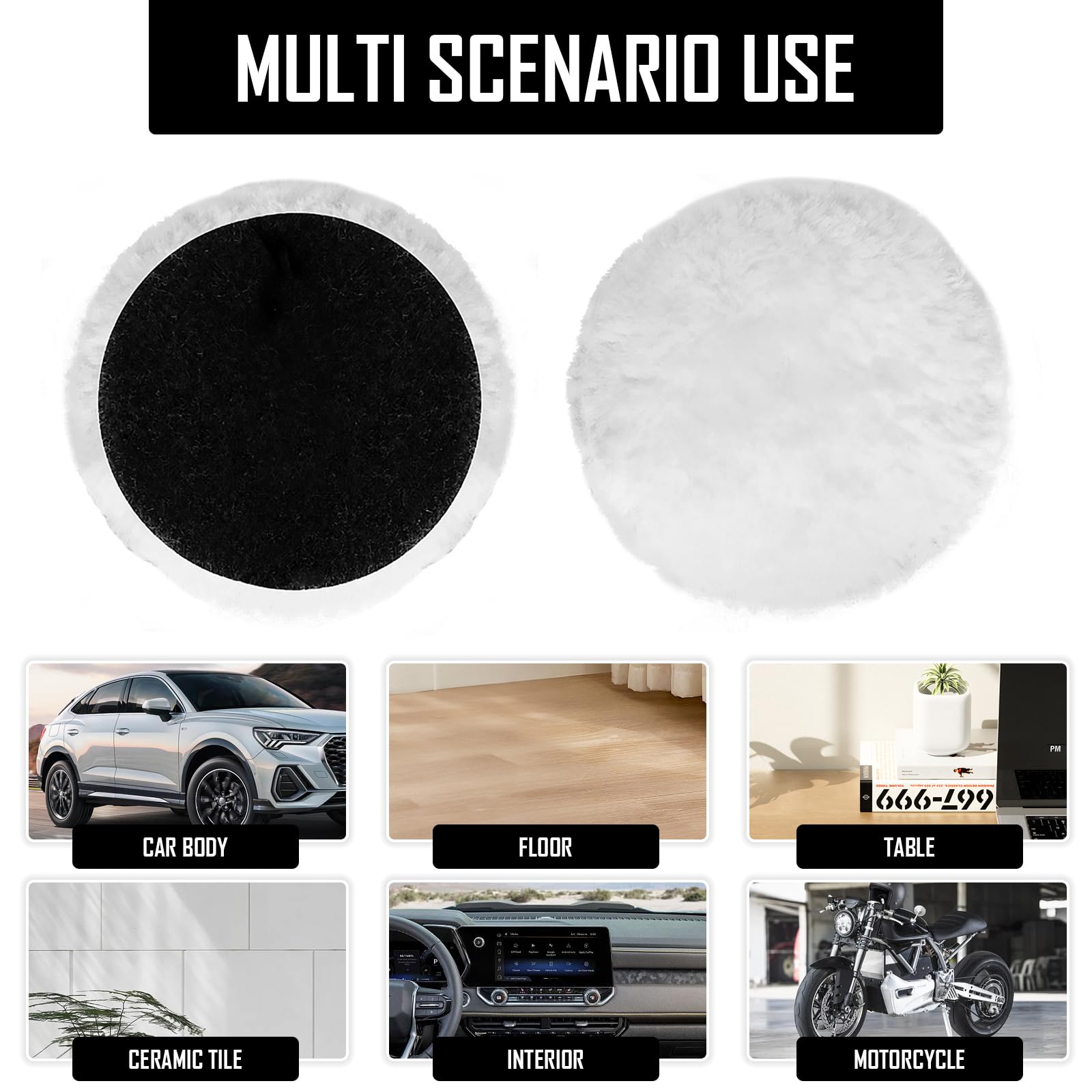 Inserto per lucidatura, compatibile con levigatrice orbitale Bosch, 4 dischi per lucidatura in lana d'agnello, 125 mm, per levigatrice orbitale con velcro per auto, pavimenti in sughero, ecc