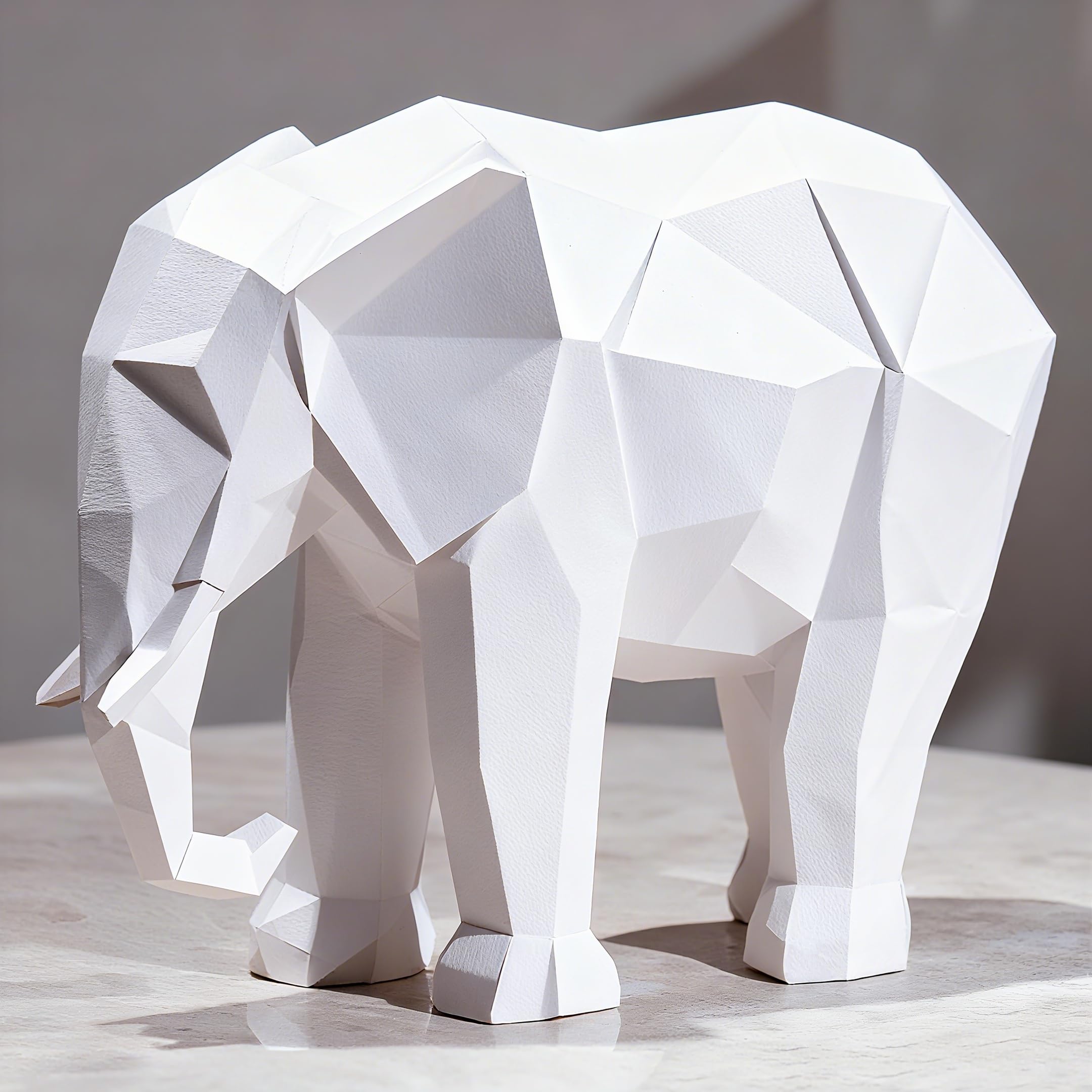Elephant Decorations Figurine Statue - Modern Elefantes para Decoracion Casa, Resin Origami White Elephant Gift Minimalist Tabletop Decor Centrepiece Accent Knick Knacks 6x2.25 x4.5 Inch