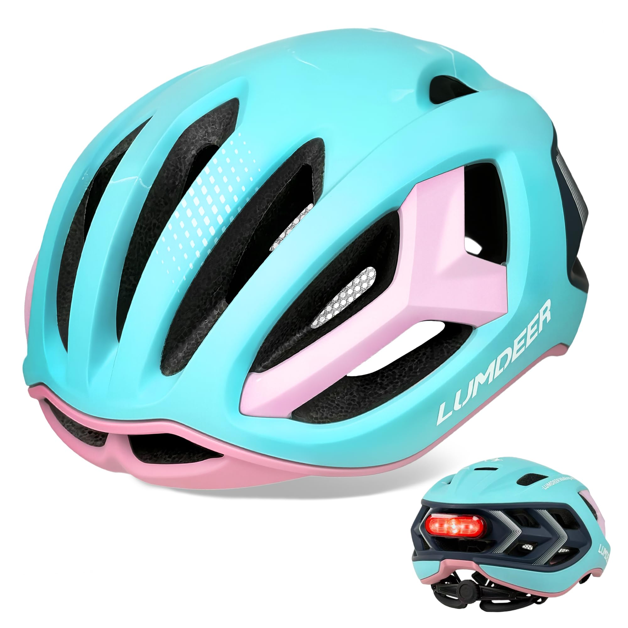 LUMDEER Bike Helmet Adult Cycle Helmet with Magnetic Rear Ligh 57-62cm