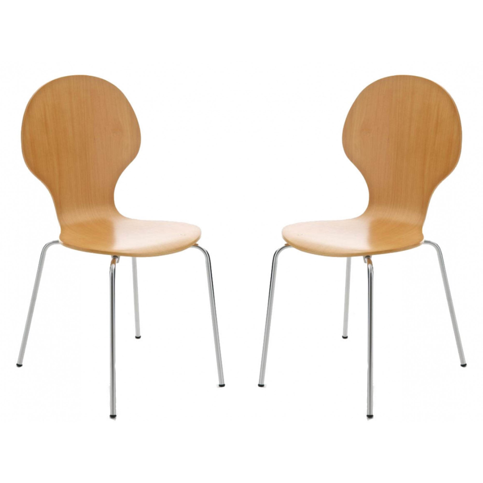 Buy Your Price Set of 2 Beech Wood and Chrome Metal