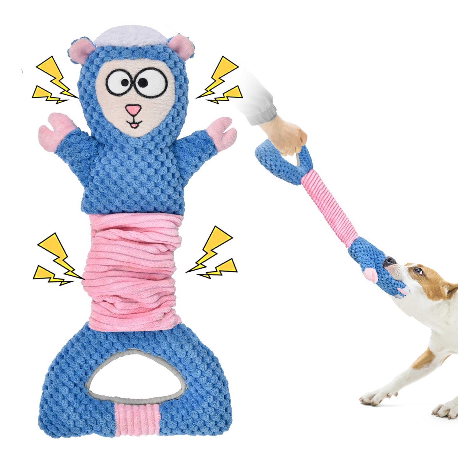 Uadonile Dog Squeaky Toys, Sheep Crinkle Plush Stuffing Dog Toys for Puppy Teething，Tug of War Dogs Toy to Keep Them Busy for Small, Medium and Large
