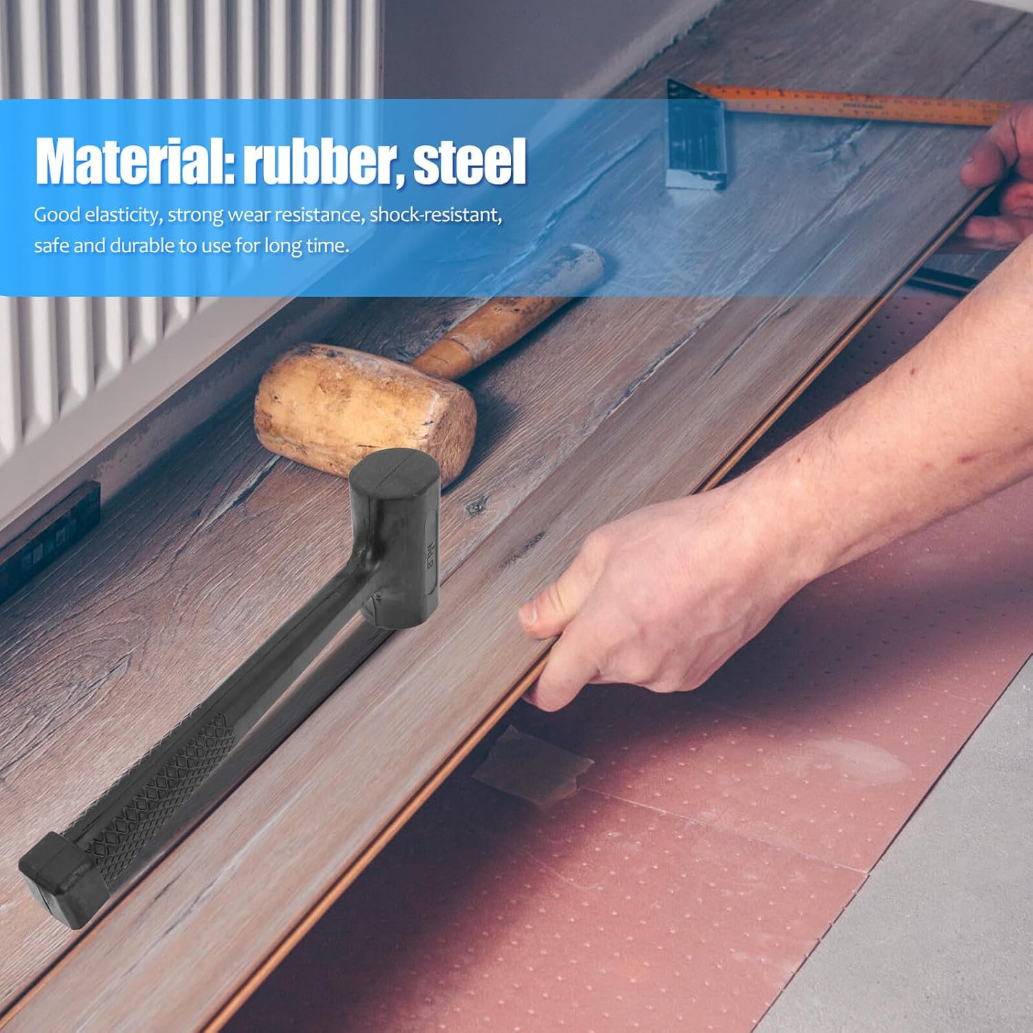 Uonlytech 2 Pcs Rubber Mallet Flooring Installation Hammers with Non-slip Ergonomic Handles Shock-resistant and Wear-resistant Tile and Woodworking Mallets for Construction and Automotive