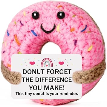 Teacher Appreciation Gifts for Women - Teachers Day Gifts Ideas, Handmade Crochet Donut Thank You Retirement Gift Present for Men Coworker