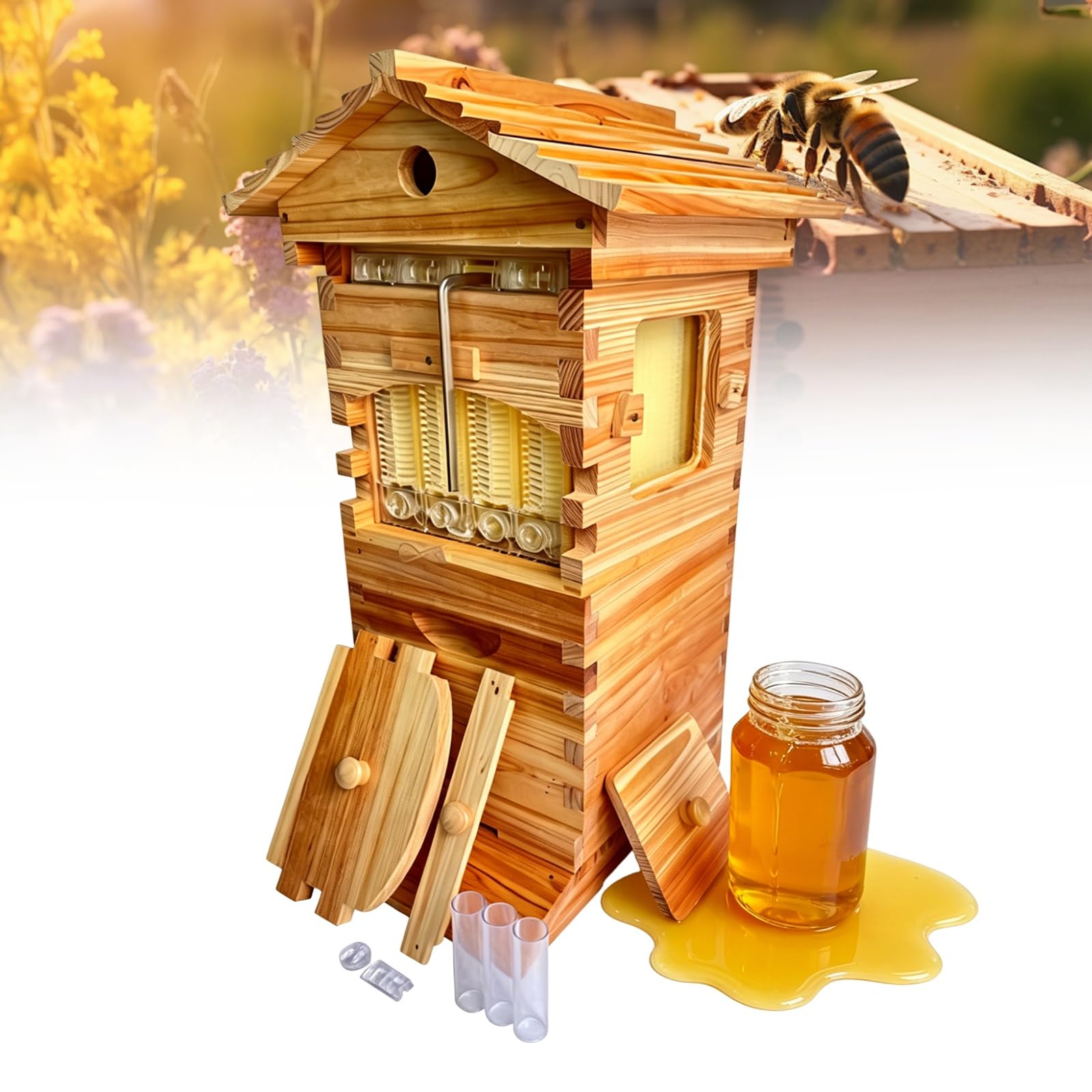 Kit D'apiculture Pour Débutants : Ruche Cirée Complète Avec Extracteur De Miel, Sans Déranger Les Abeilles, Idéal Pour Les Débutants.