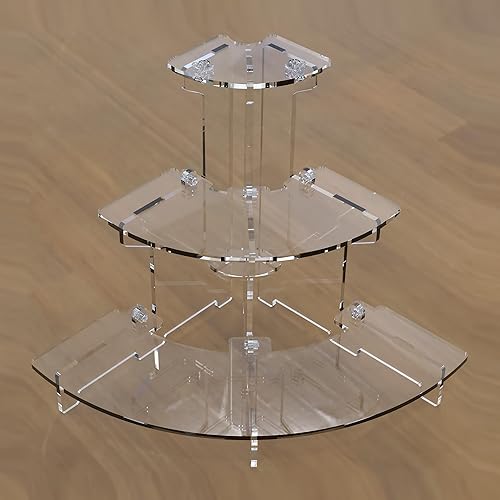 Vista 18 de ACOMPATIBLE Estante de exhibición de acrílico para figuras Amiibo Funko POP, soporte de 3 niveles para cupcakes, postres, organizador de perfumes