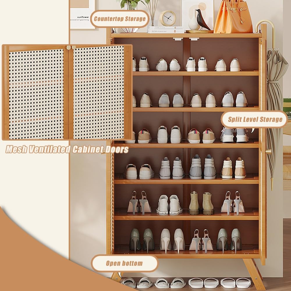Amazon｜5/6/7段シューズラック、扉付きシューズキャビネット、廊下の