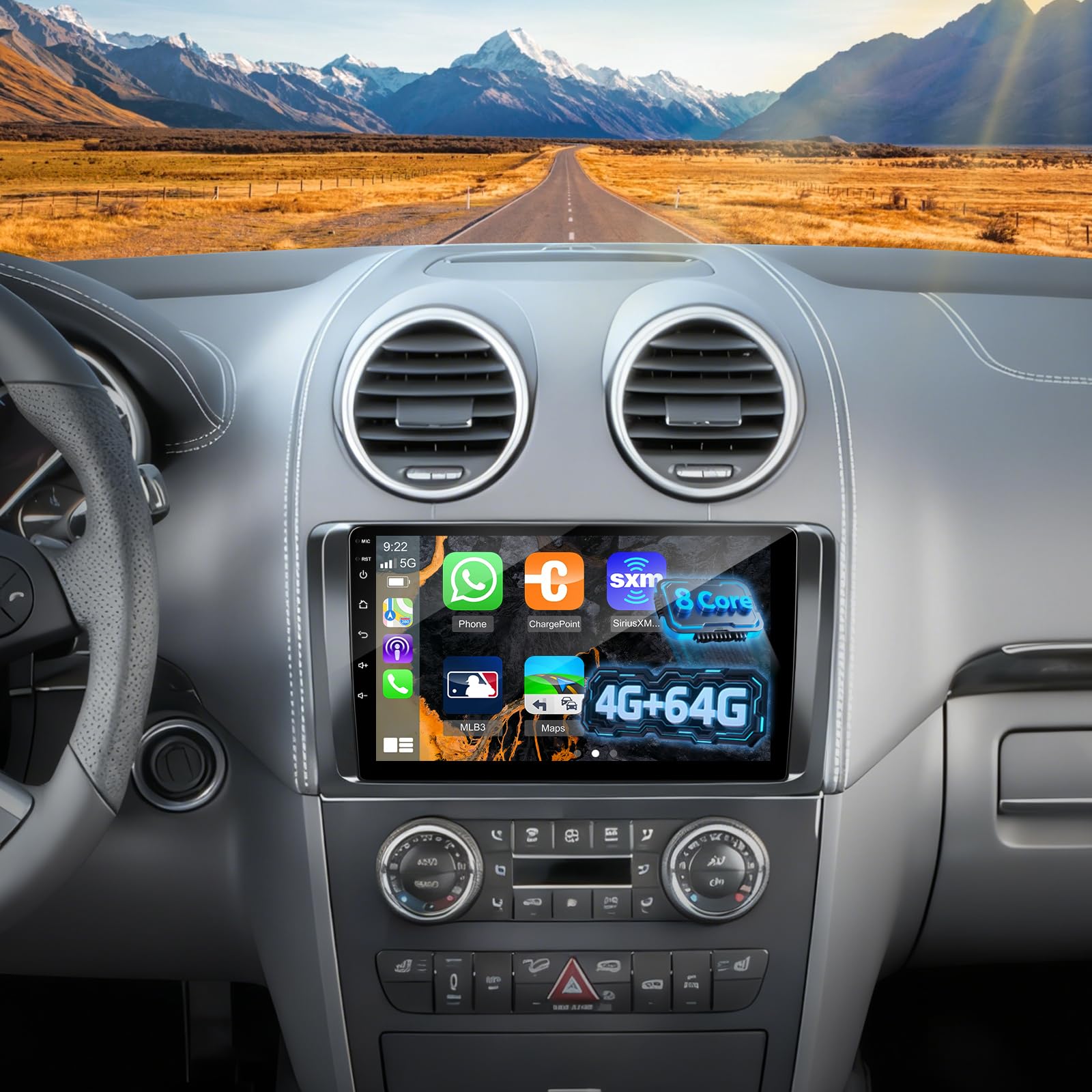 Photo 1 of [8 Core 4G+64G] Car Radio for Mercedes Benz GL ML Class W164 X164 ML350 ML500 ML280 GL320 GL350 GL450 2005-2011, 9 inch Touchscreen Stereo with Carplay/Android Auto, GPS, WiFi, Bluetooth