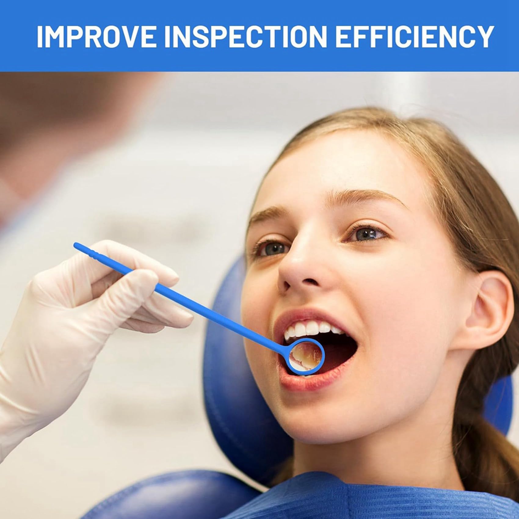 Specchio Dentale USA e Getta da 900 Pezzi Specchietto per Bocca Antiappannamento Specchio Dentale Confezionato Singolarmente per Denti Orali, Blu