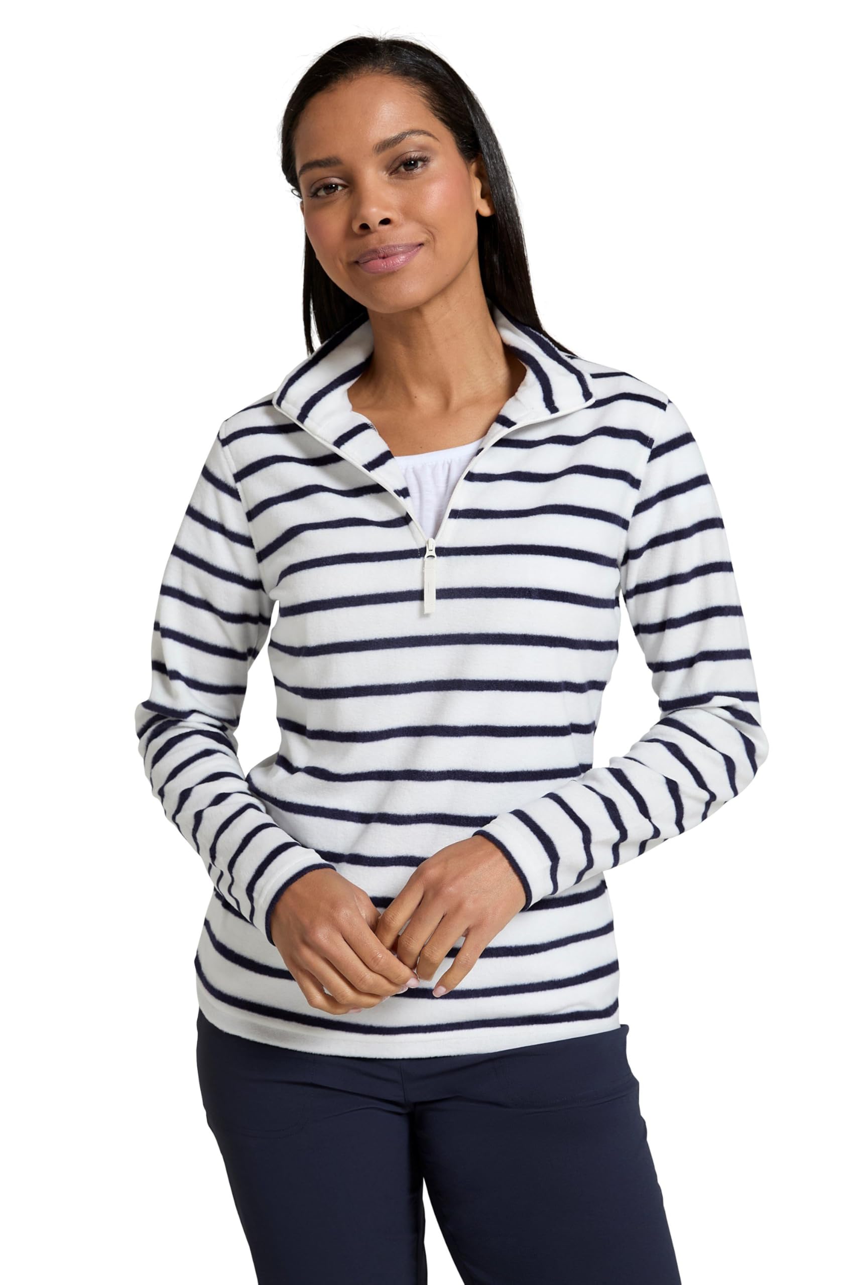 Mountain Warehouse Women's Beige Camber Half Zip Fleece - Lightweight, Warm & Cosy Half Zip Sweatshirt Top - Best For Camping, Outdoors, Travelling & Hiking Medium