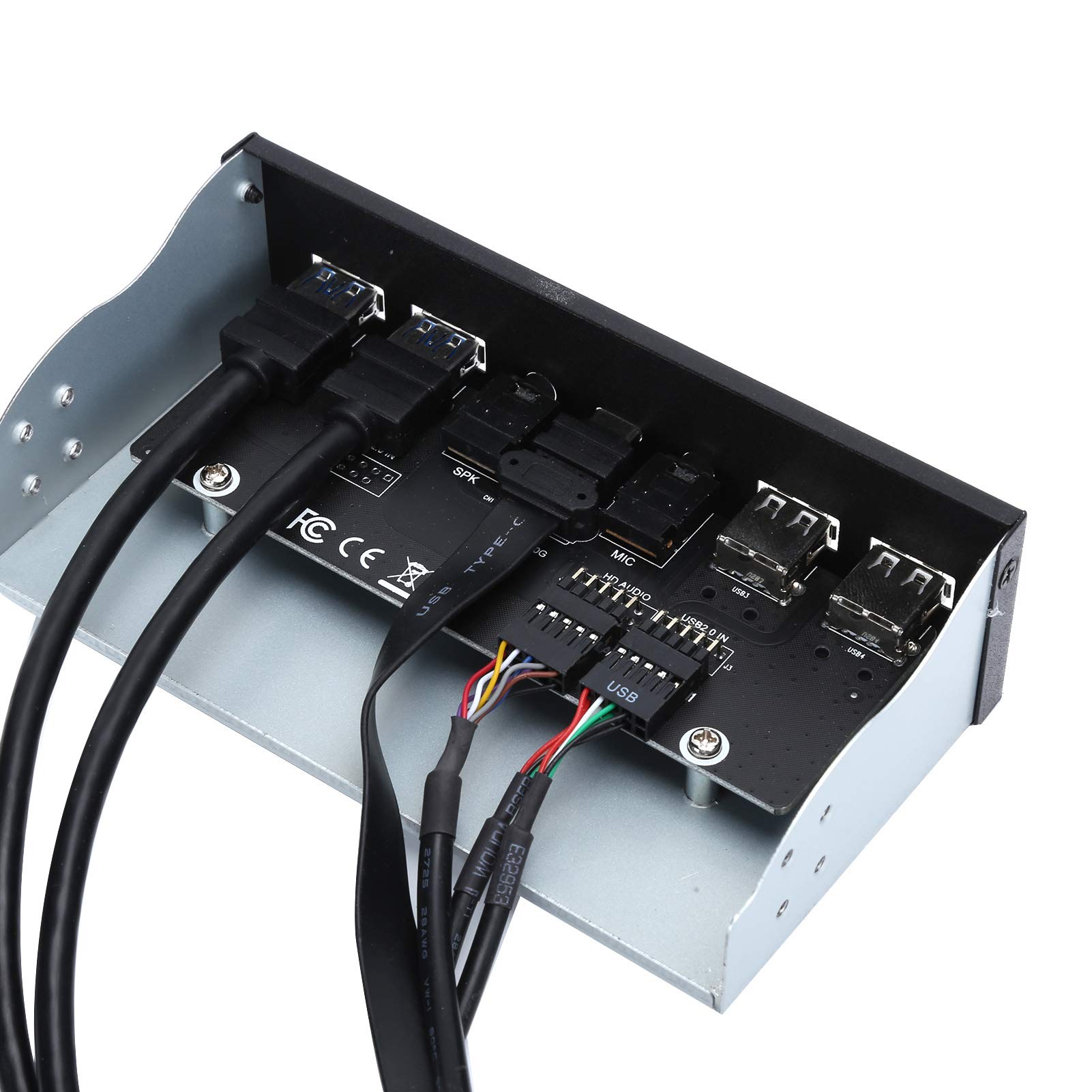 Pannello frontale USB extra, hub USB con 2 porte USB 3.0/2 porte USB 2.0/uscita audio ingresso microfono porta USB C, unità ottica 5,25 pollici pannello scheda di espansione del computer per desktop