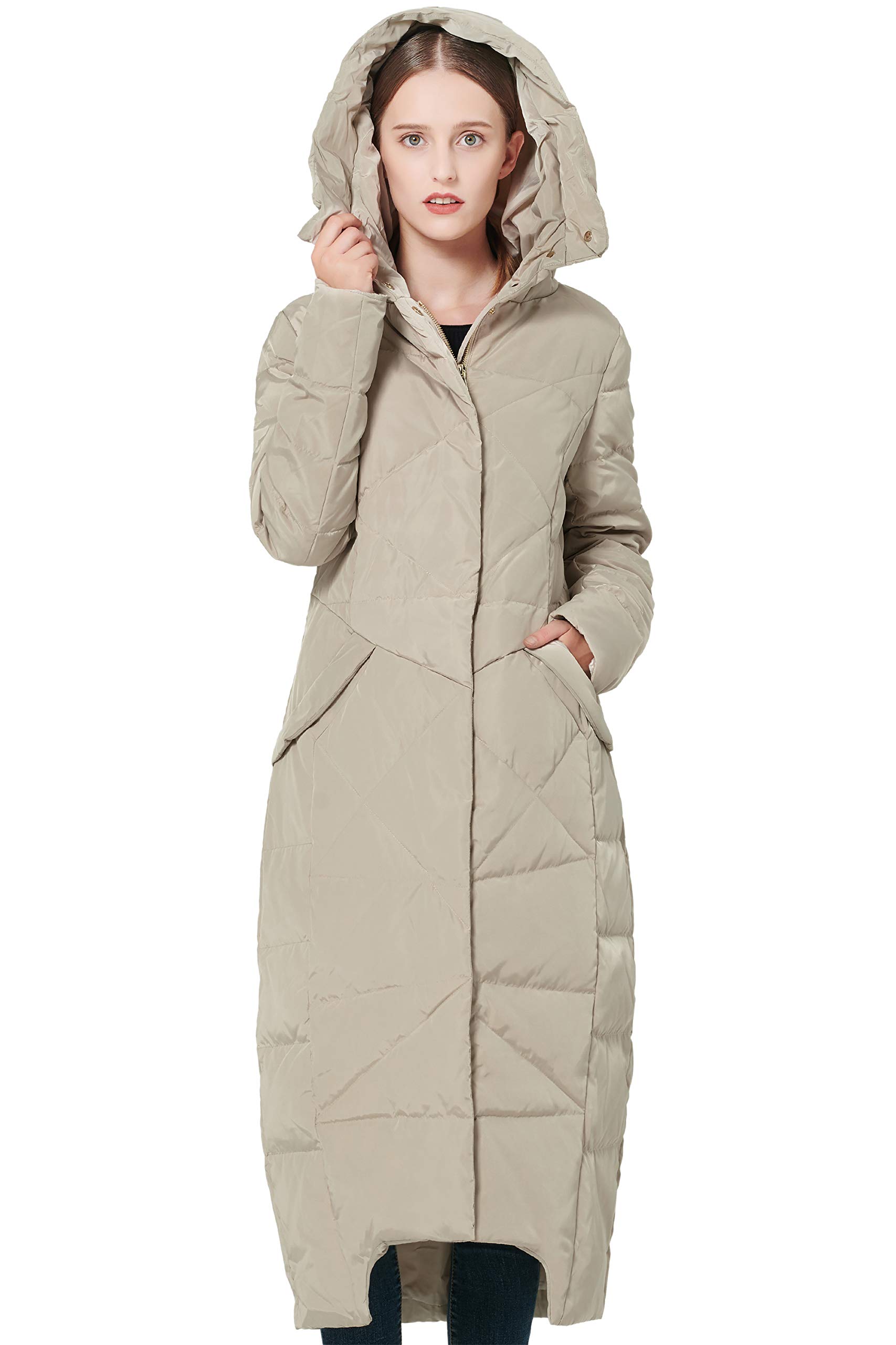 Orolay Chaqueta Larga de Invierno con Capucha y Plumón Acolchado para Mujer