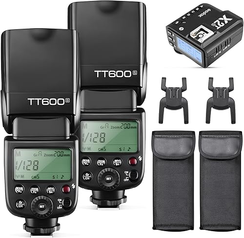 Miniatura 9 de Godox 2X TT600 HSS 2.4G Flash Speedlite Maestro/Esclavo Inalámbrico y Receptor Godox X2T-C Kit de Transmisor de Disparador Remoto Integrado Sistema