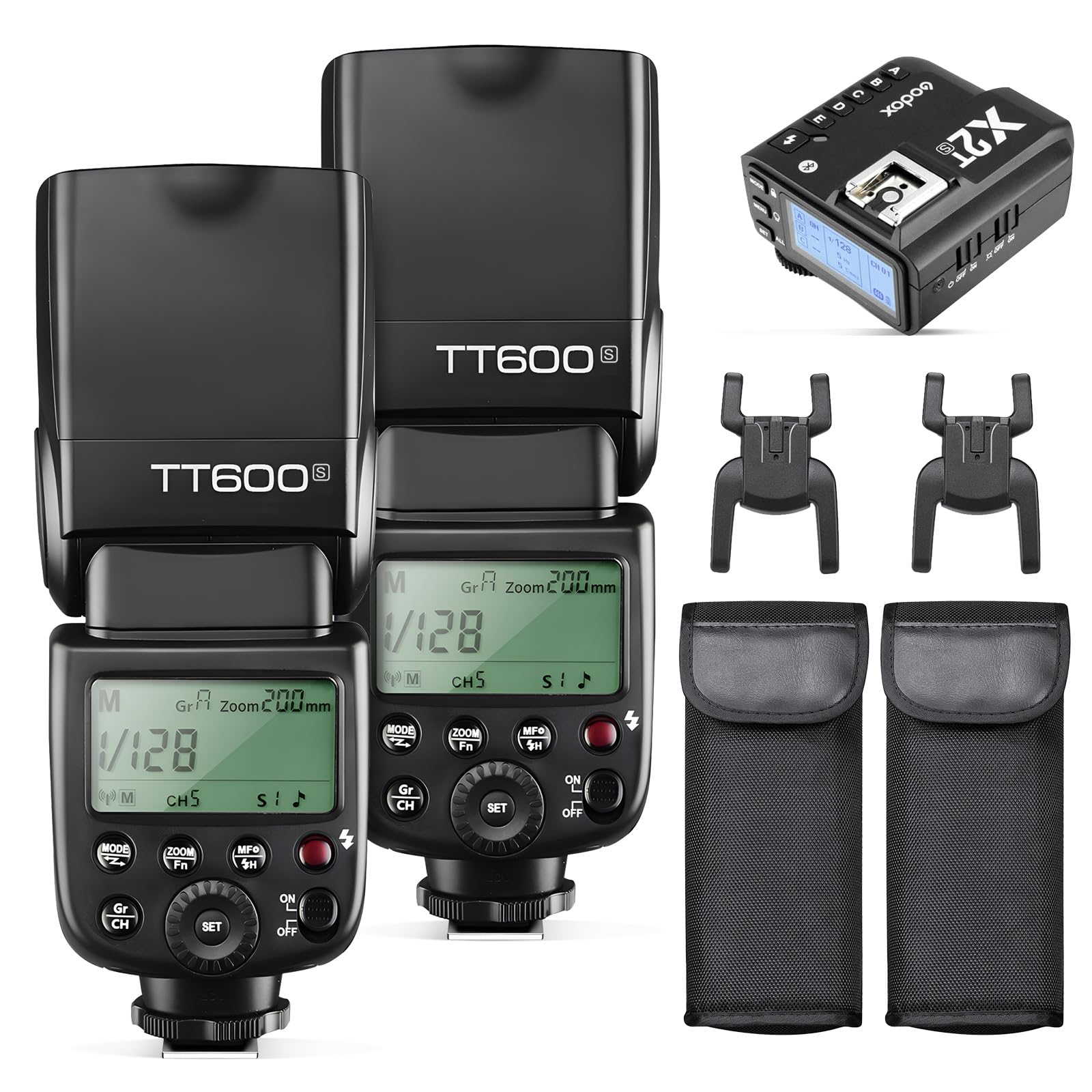 Godox 2-Pack TT600S Flash with X2T-S HSS 2.4G Wireless Master/Slaver Flash Speedlite & Receiver Godox X2T-S Remote Trigger Transmitter Kit Built-in X System Compatible for Sony Cameras