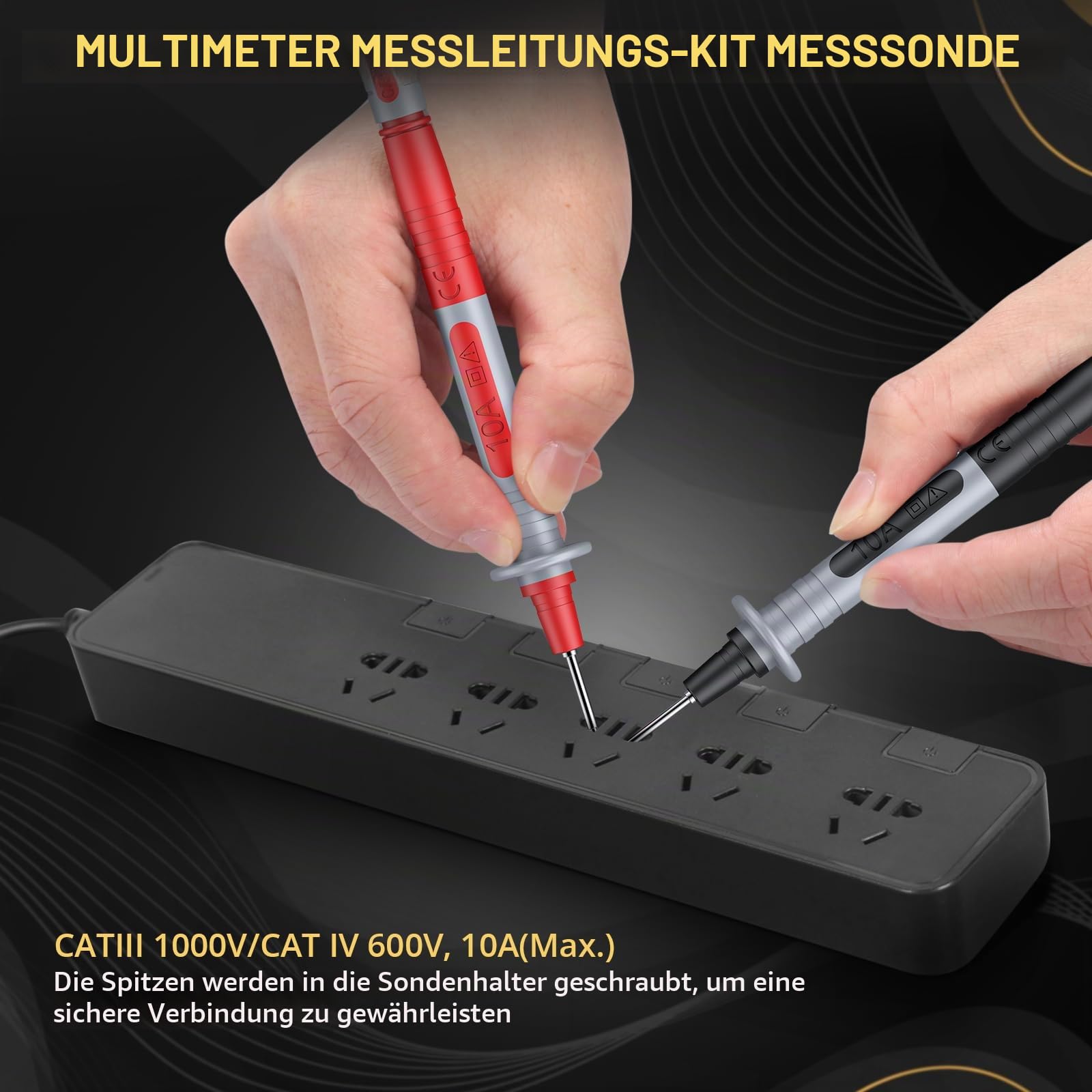 Multimeter Messleitungen Kit, 24-in-1-Elektro-Multimeter-Testkabel mit Krokodilklemmen, Testsonde, Federgreifer, Bananenstecker - Voltmeter-Kabel für Spannungskreistester