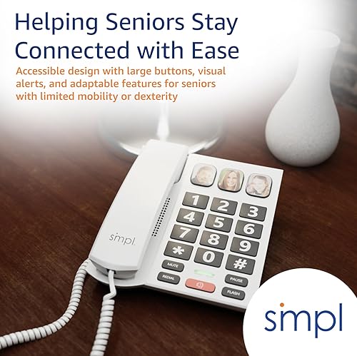 Miniatura 8 de SMPL Teléfono de botón grande para personas mayores, teléfono fijo con cable simple para ancianos, discapacitados, Alzheimer, demencia, problemas de