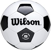 Wilson Traditional Soccer Ball Size 5 - Classic Black/White Panels, Durable Synthetic Leather for Backyard & Pitch Play