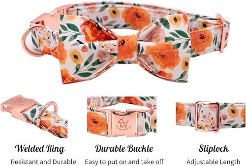 Miniatura 3 de Elegant little tail Collar floral para perro con lazo, corbatín cómodo para perro, collar ajustable para perros y gatos pequeños, medianos y grandes
