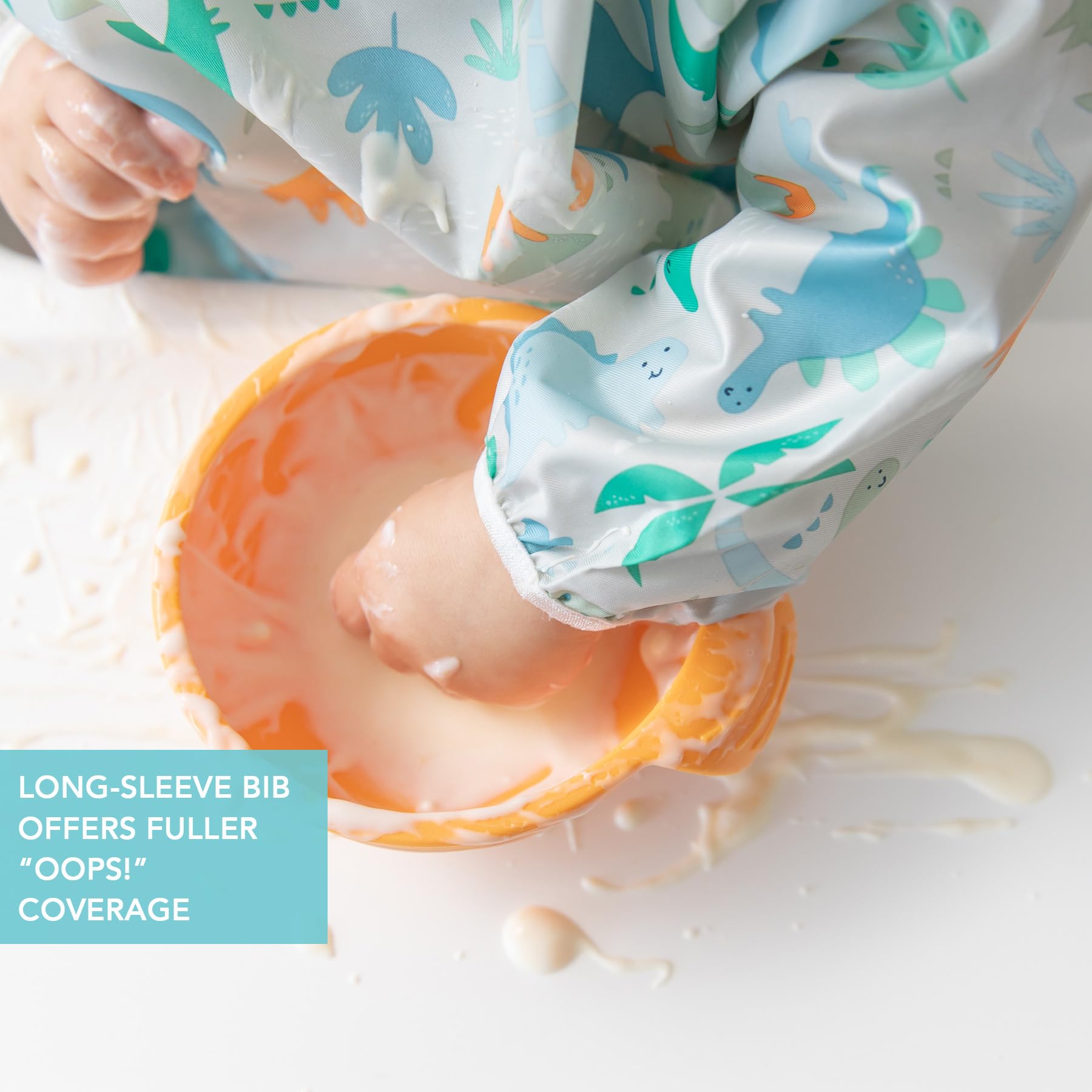 Bumkins SuperBibs Lätzchen mit Ärmeln, für Jungen und Mädchen, Babys und Kleinkinder von 6–24 Monaten, leicht, langlebig, wasserdicht, mit Fangtasche, abwischbar und maschinenwaschbar, immer hängender
