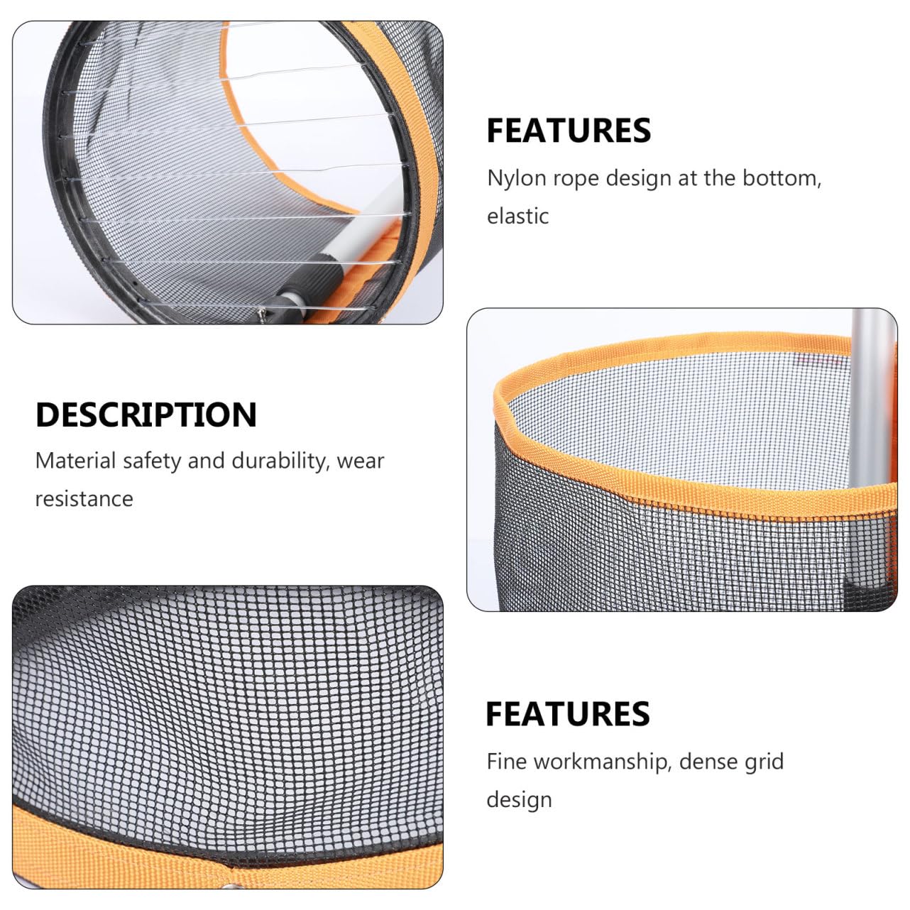 Raccoglitore Palline Ping Pong Regolabile Portatile in Metallo e Nylon | 1 Pezzo, Arancia, per Allenamento Ping Pong, Capienza Pratica e Struttura