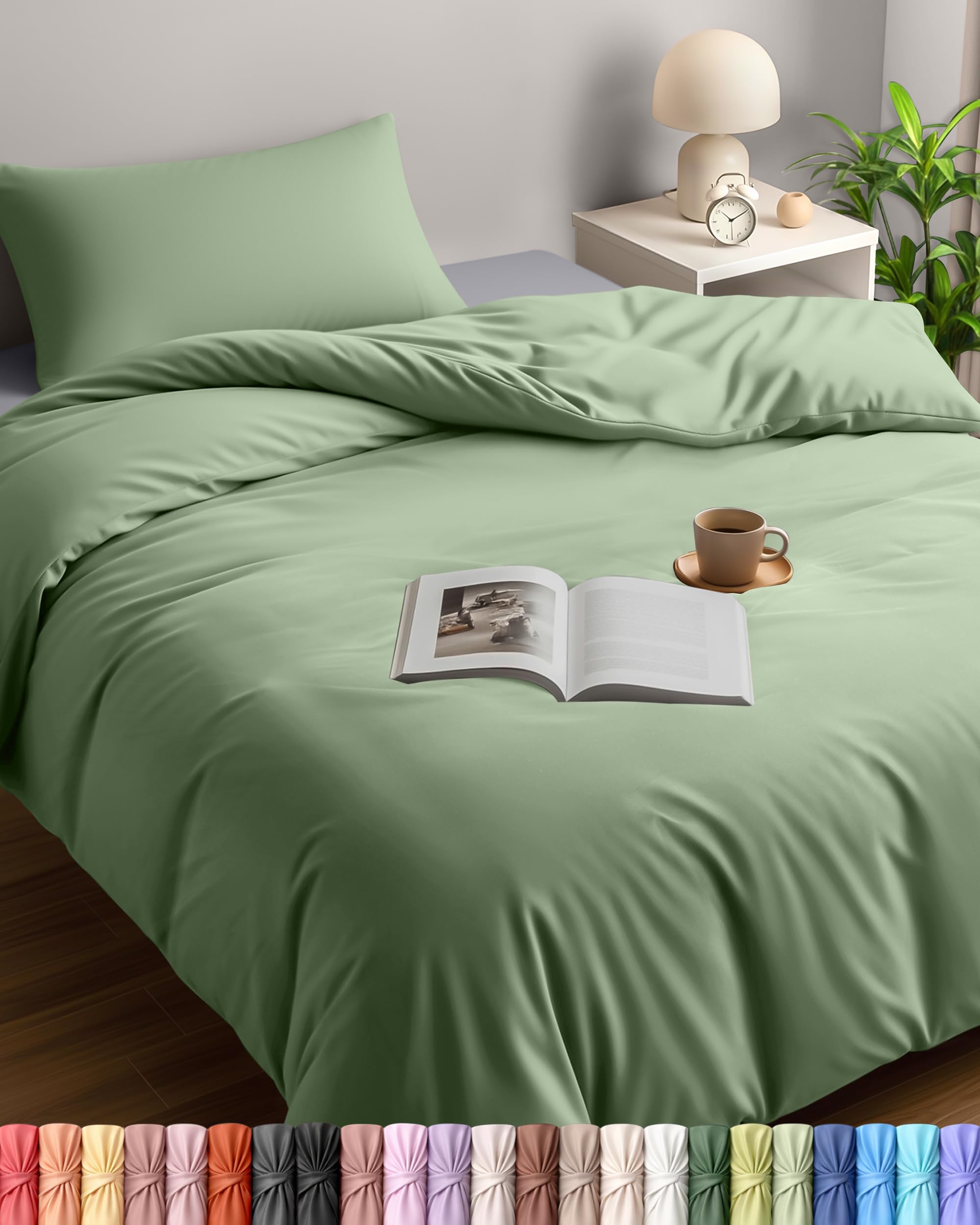 Utopia Bedding Single Duvet Cover Sets - Soft Microfibre Polyester Duvet Cover with Pillow case - Bedding Quilt Cover Set (Sage)