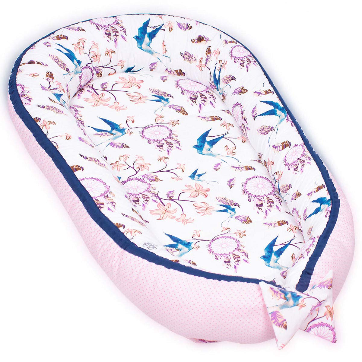 PaLulli 3-TLG Baby Ausstattung-Set Kuschelnest Babynest 95x55cm Baby-Matratze Kuscheldecke Babybett 100% Baumwolle Hypoallergisch Für 0-8 Monate