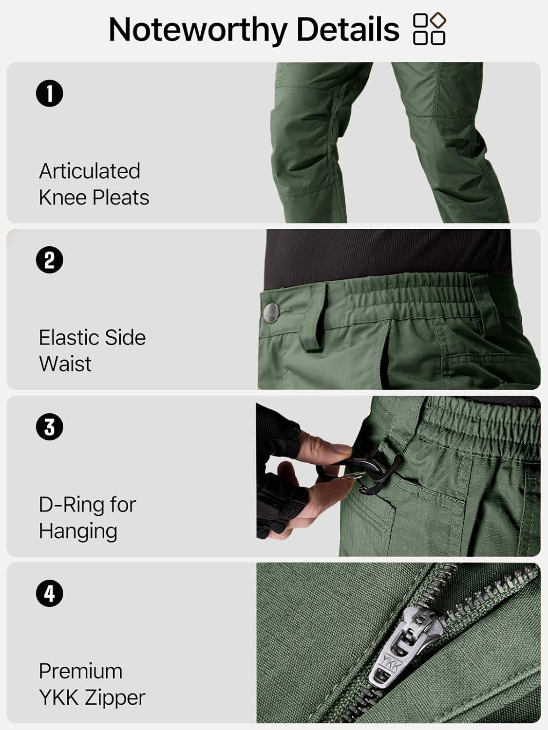 FREE SOLDIER Men's Cargo Pants Water Resistant Ripstop Tactical Pants for Men Work Pants Lightweight Outdoor Hiking Pants Men - Image 6