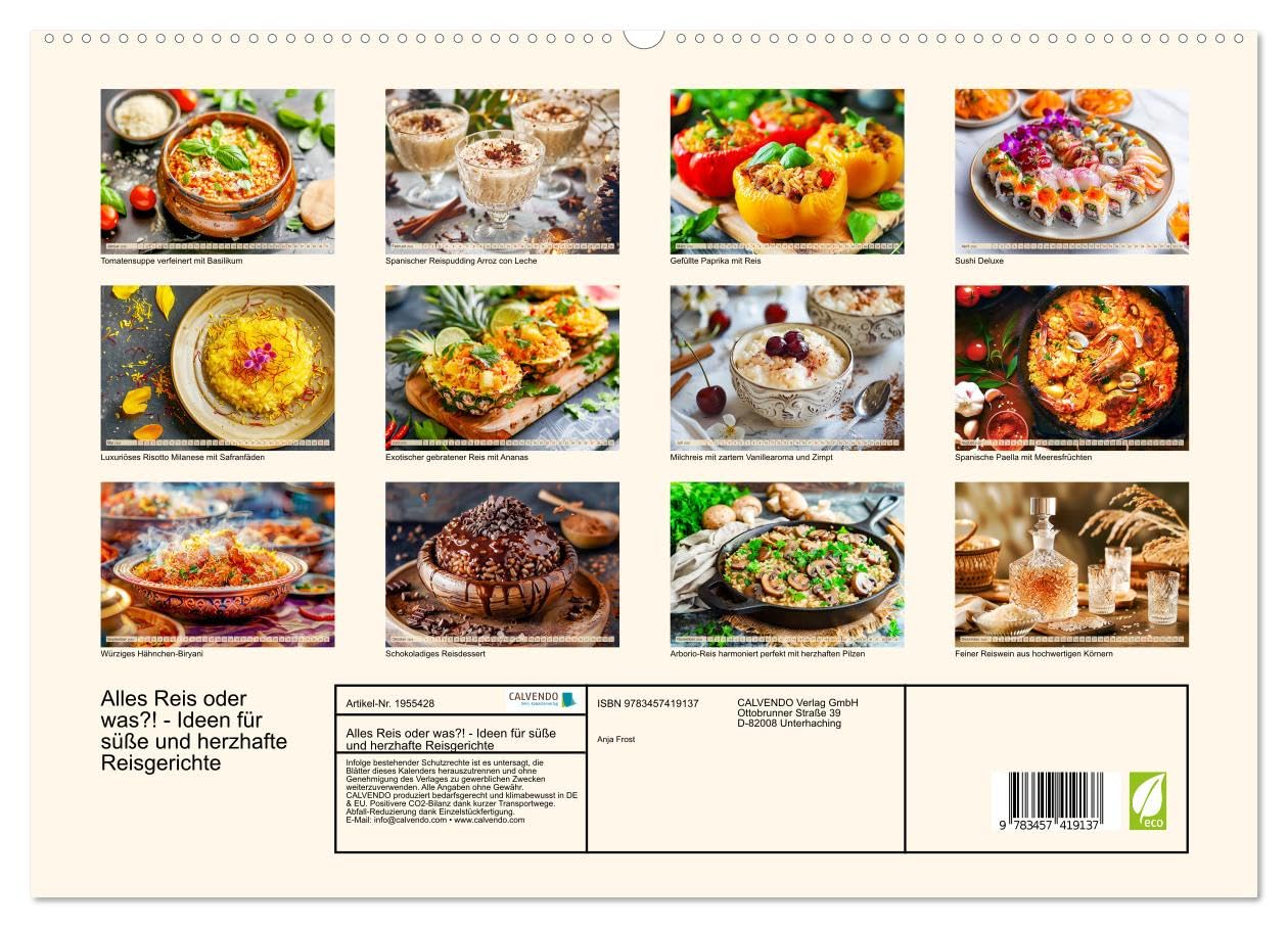 Alles Reis oder was?! - Ideen für süße und herzhafte Reisgerichte (hochwertiger Premium Wandkalender 2026 DIN A2 quer), Kunstdruck in Hochglanz: ... KI-Inspirationen (CALVENDO Lifestyle)