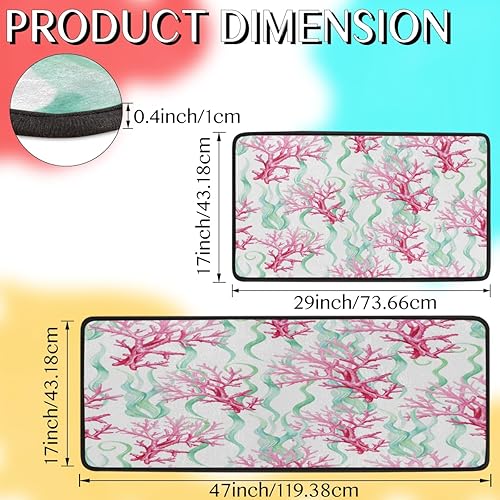 Vista 30 de Tapete de cocina acolchado antifatiga, estilo pintura al óleo, flores, juego de 2 piezas, duradero, resistente a las manchas, parte inferior Pintura