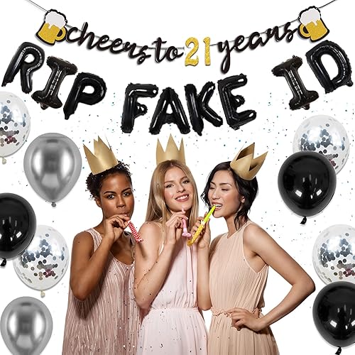 Miniatura 6 de Decoraciones de cumpleaños 21 para él - Decoración de cumpleaños 21 en negro y plata para ella con pancarta de 21 años de felicitación, cortinas,