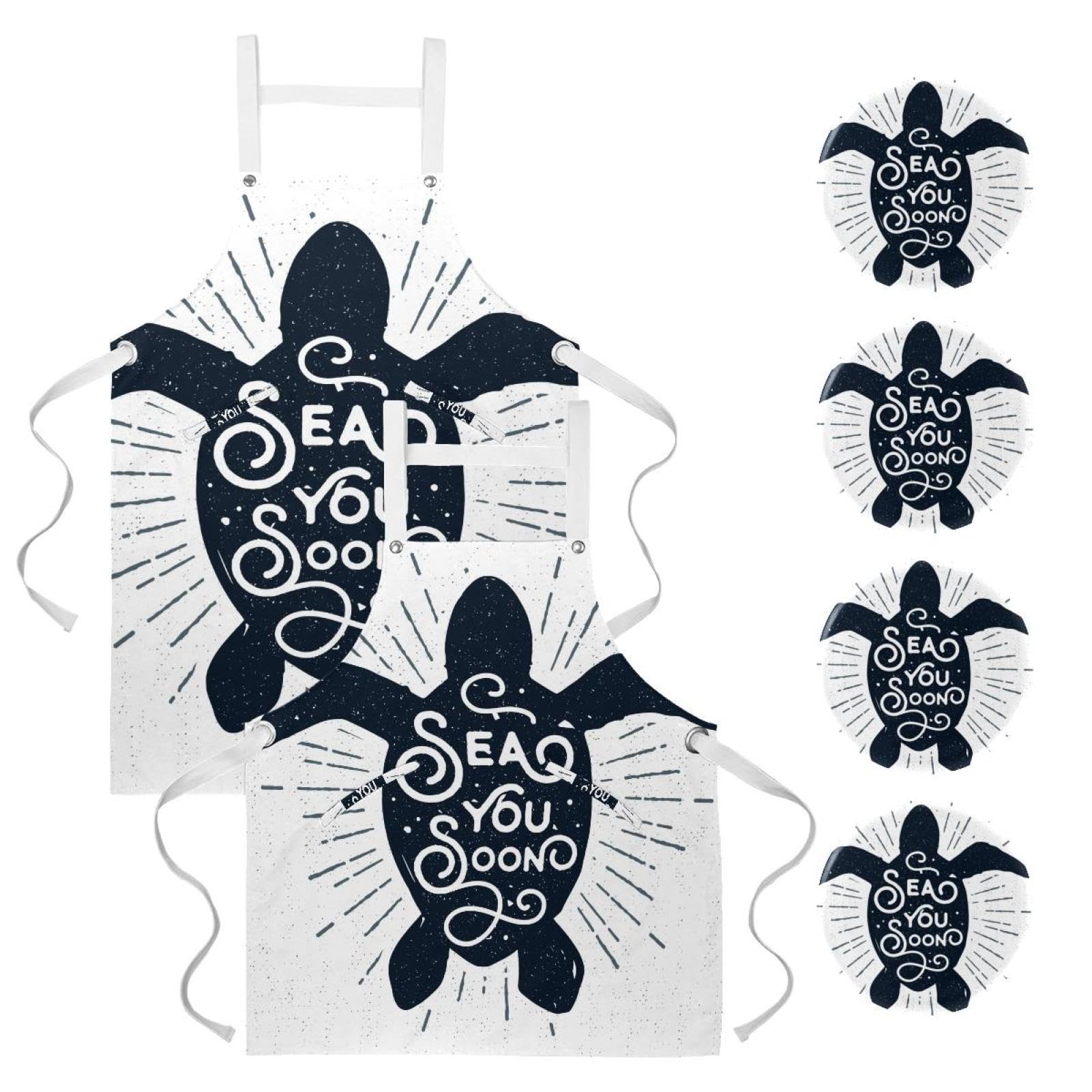 Tablier de cuisine multicolore One Large avec 4 broches de fixation incluses - 7
