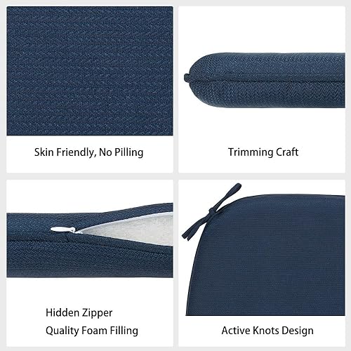 Miniatura 6 de Magpie Fabrics Juego de 4 cojines para sillas de exteriores e interiores de 17 x 16 x 2 pulgadas con lazos, impermeables, para todo tipo de clima,