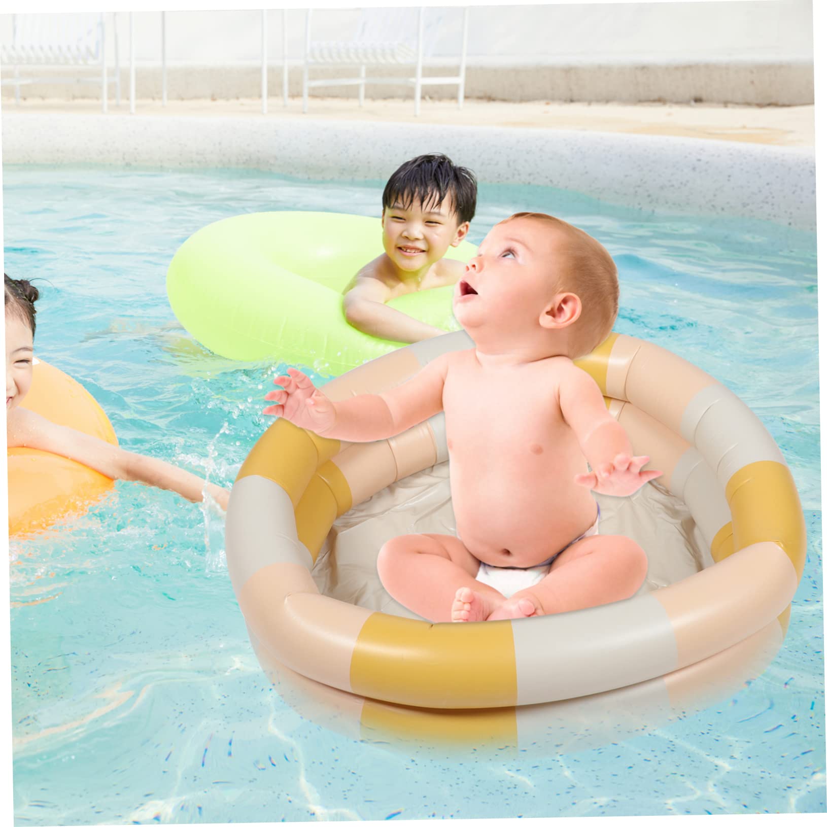 Happyyami Piscina Hinchable Infantil Diseño Redondo para Bebés y Fácil De Inflar y Deflar para Verano
