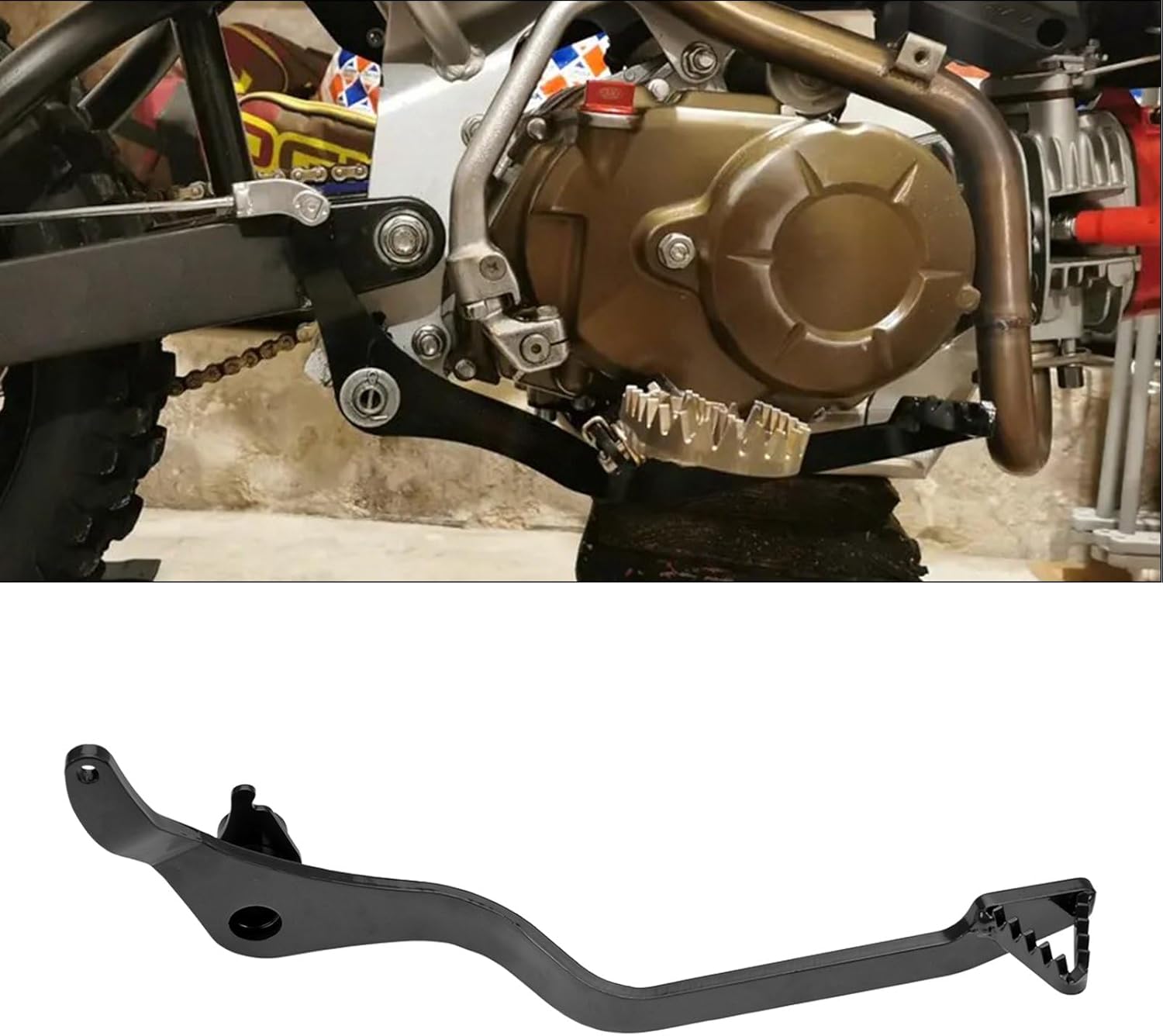 Canitu Extended HD Rear Brake Pedal,Billet Aluminum Motorcycle Forged Brake Lever CNC Line Bored Pivot Joint Replace for Honda CRF110 2013-2023 (Black)