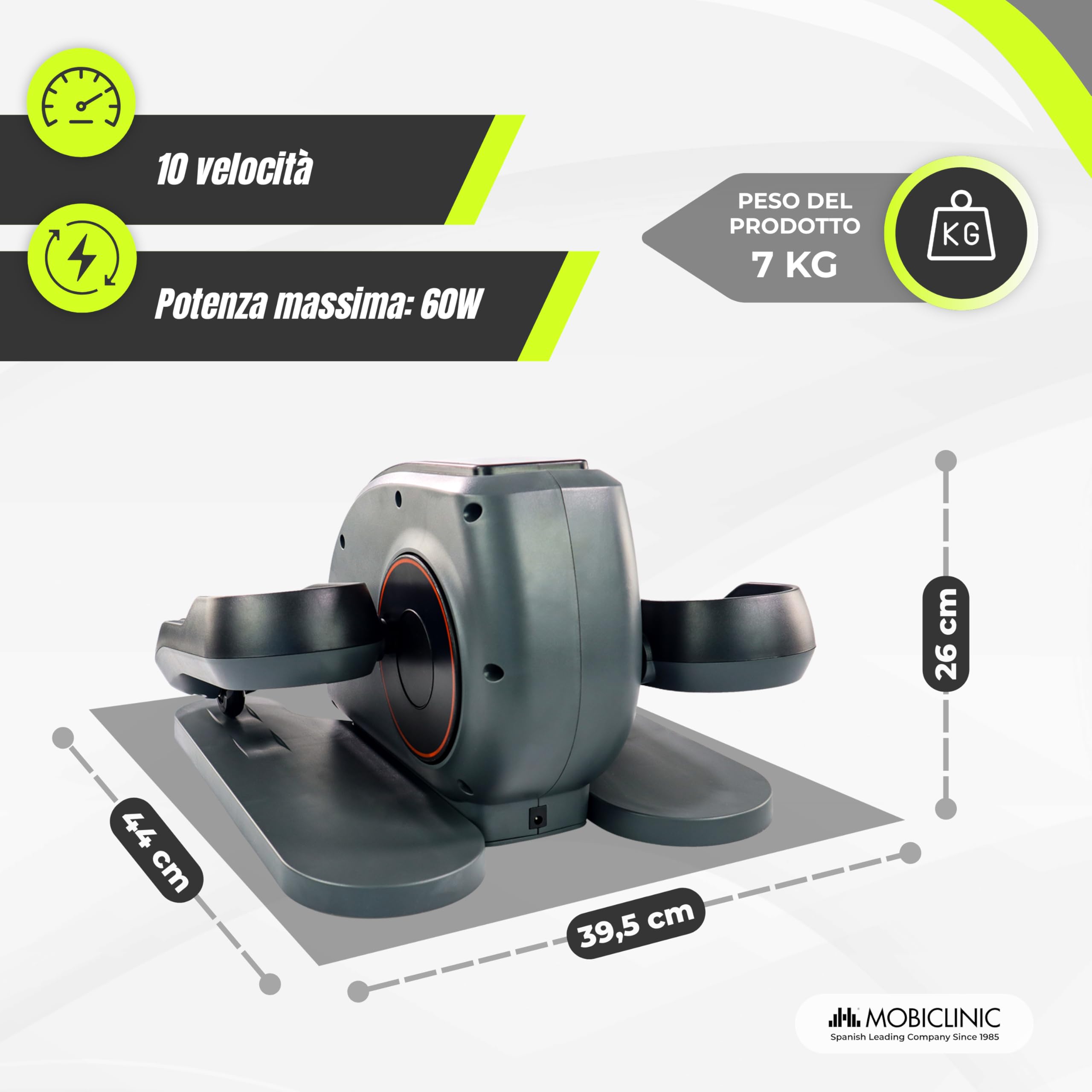 Mobiclinic® fitness, Mini cyclette, Veleta, Ellittica, 10 velocità, 3 programmi, Display lcd, Resistenza regolabile, Telecomando, Pedali elettrici, Silenzioso, Bike, Esercizio passivo