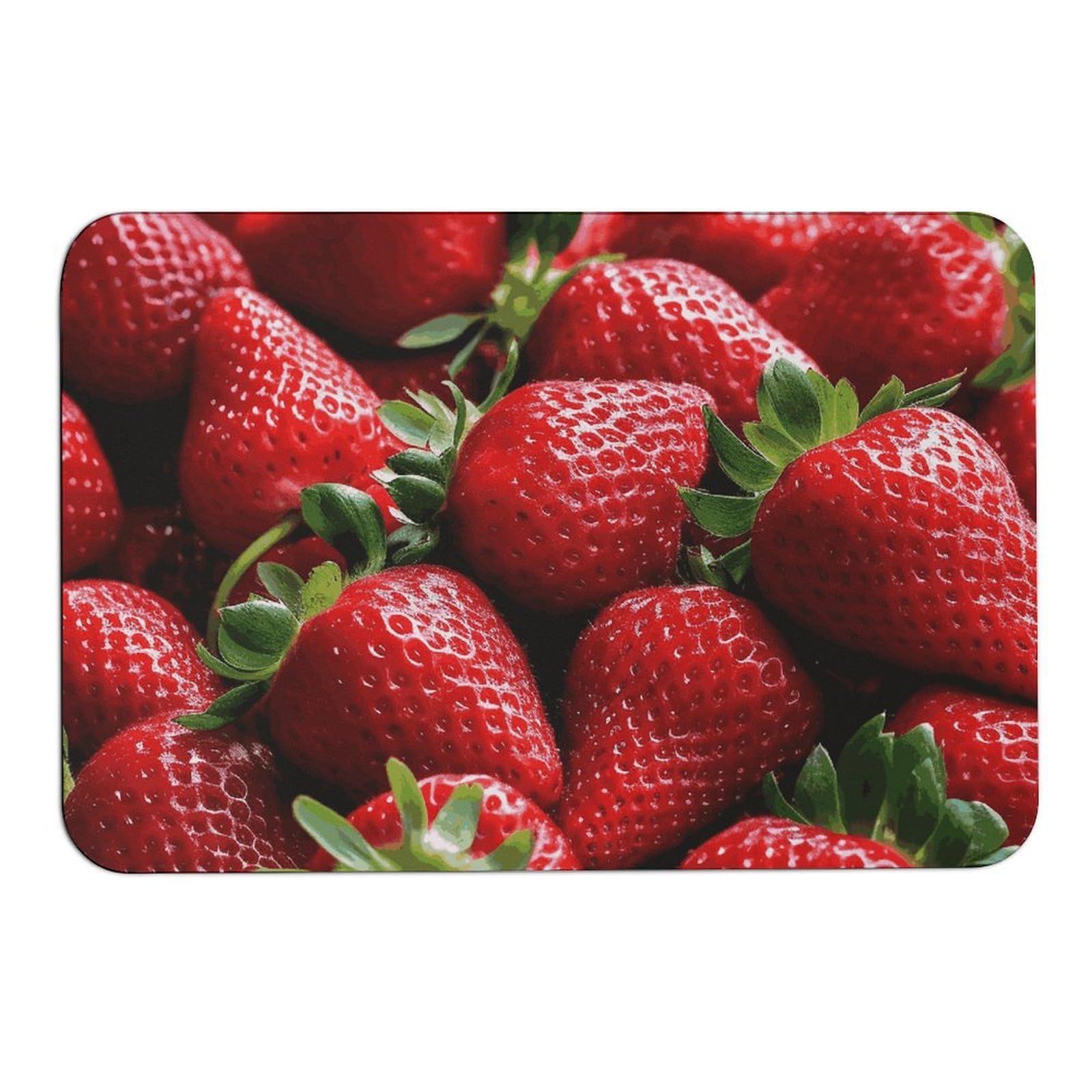 NTVOWPZO Fresh Strawberries Stone Bath Mats Fresh Strawberries Diatomaceous Earth Bath Mat Super Absorbent Bathroom Floor Mat Quick Drying Shower Mat for Shower Bathtub Bathroom Accessory