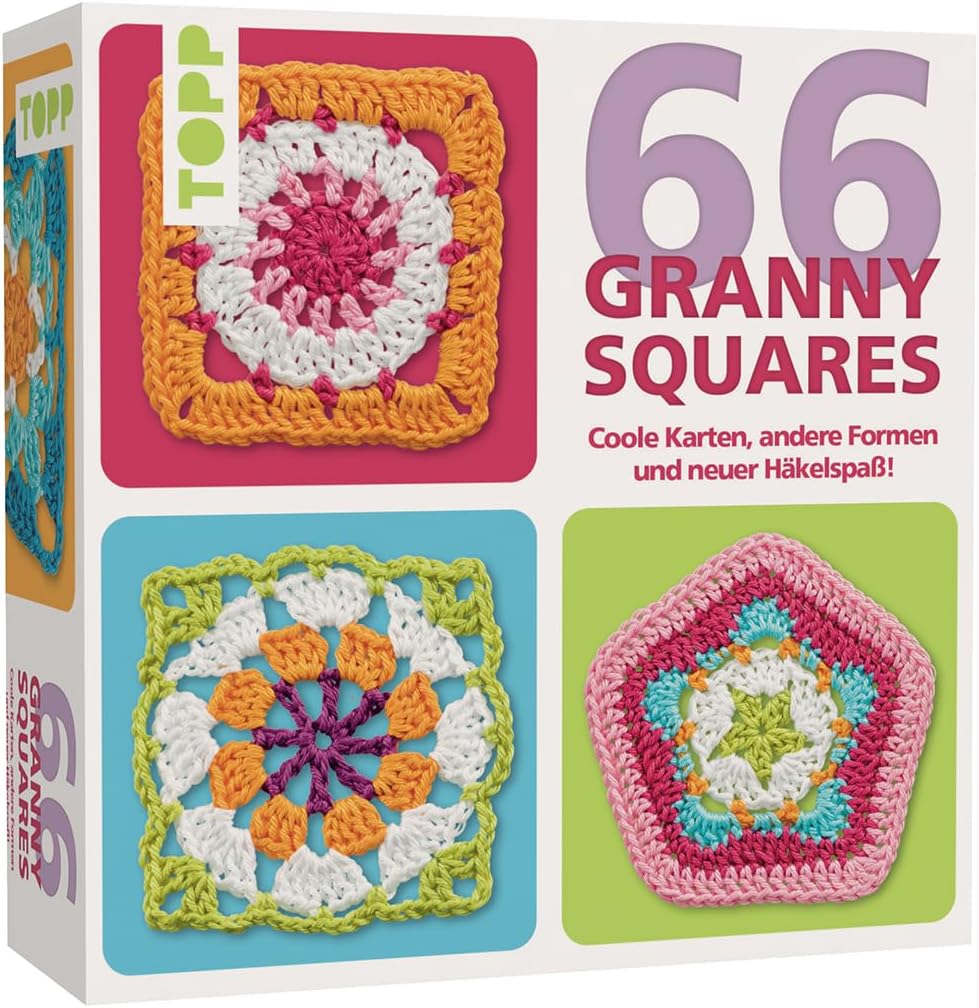 TOPP 66 Granny Squares Card Set. Cool Cards, Other Shapes and New Crochet Fun! Each Granny with Photo and Crochet Lettering with Practical Technique Booklet