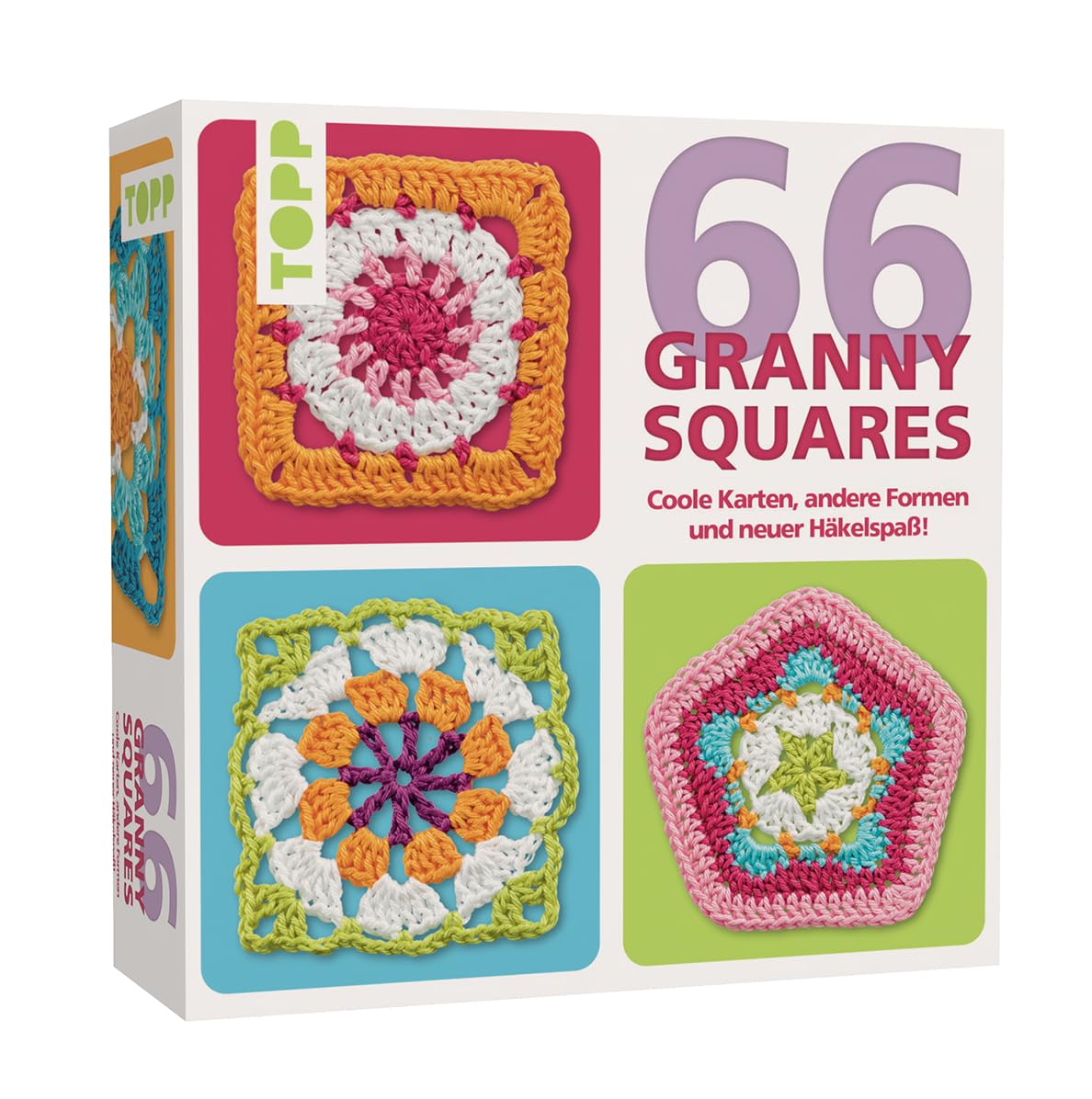 TOPP Lot de 66 cartes Granny Squares crochet avec photo et livret technique