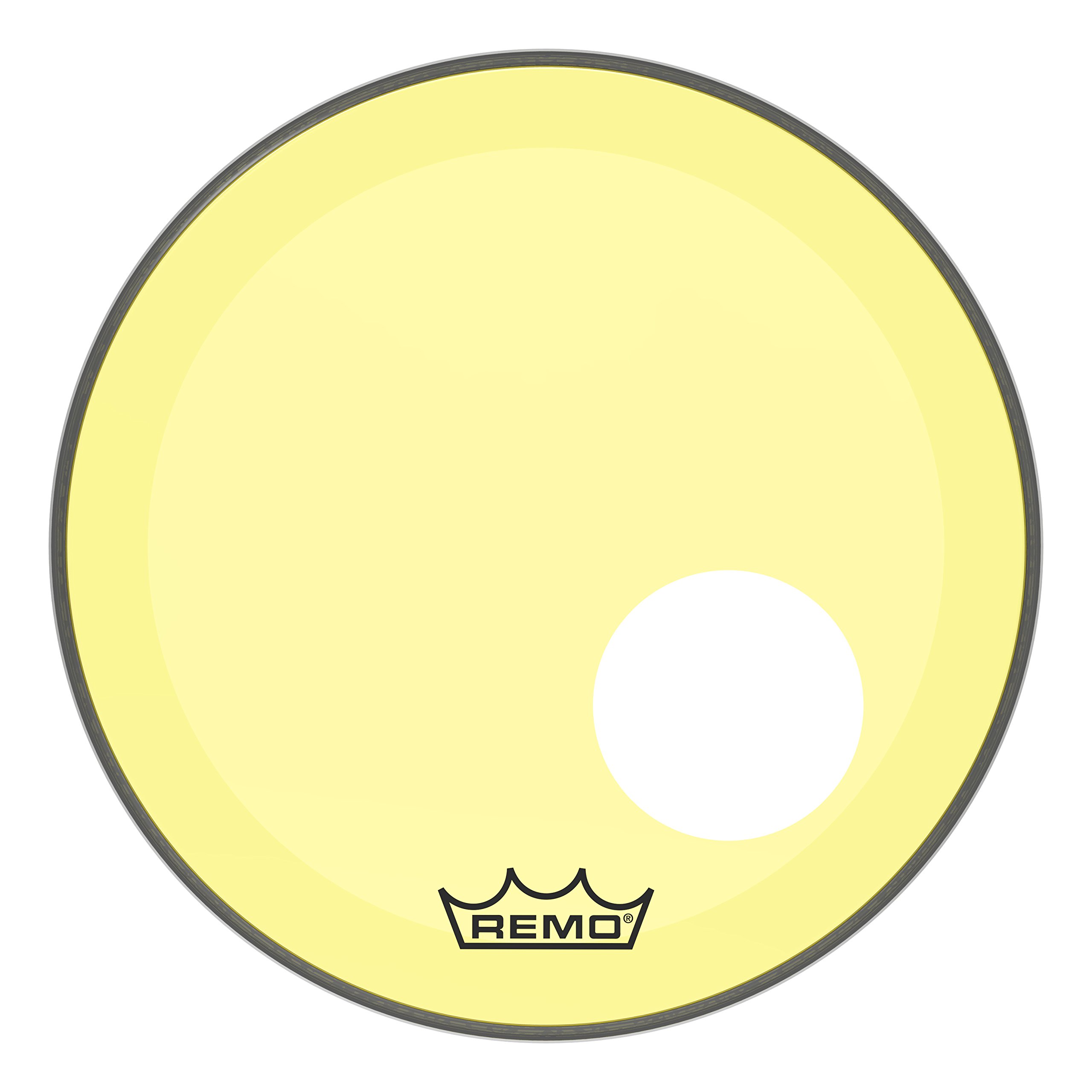 Remo Powerstroke P3 Colortone Yellow Bass Drumhead, 18", 5" Offset Hole, 18 Inches
