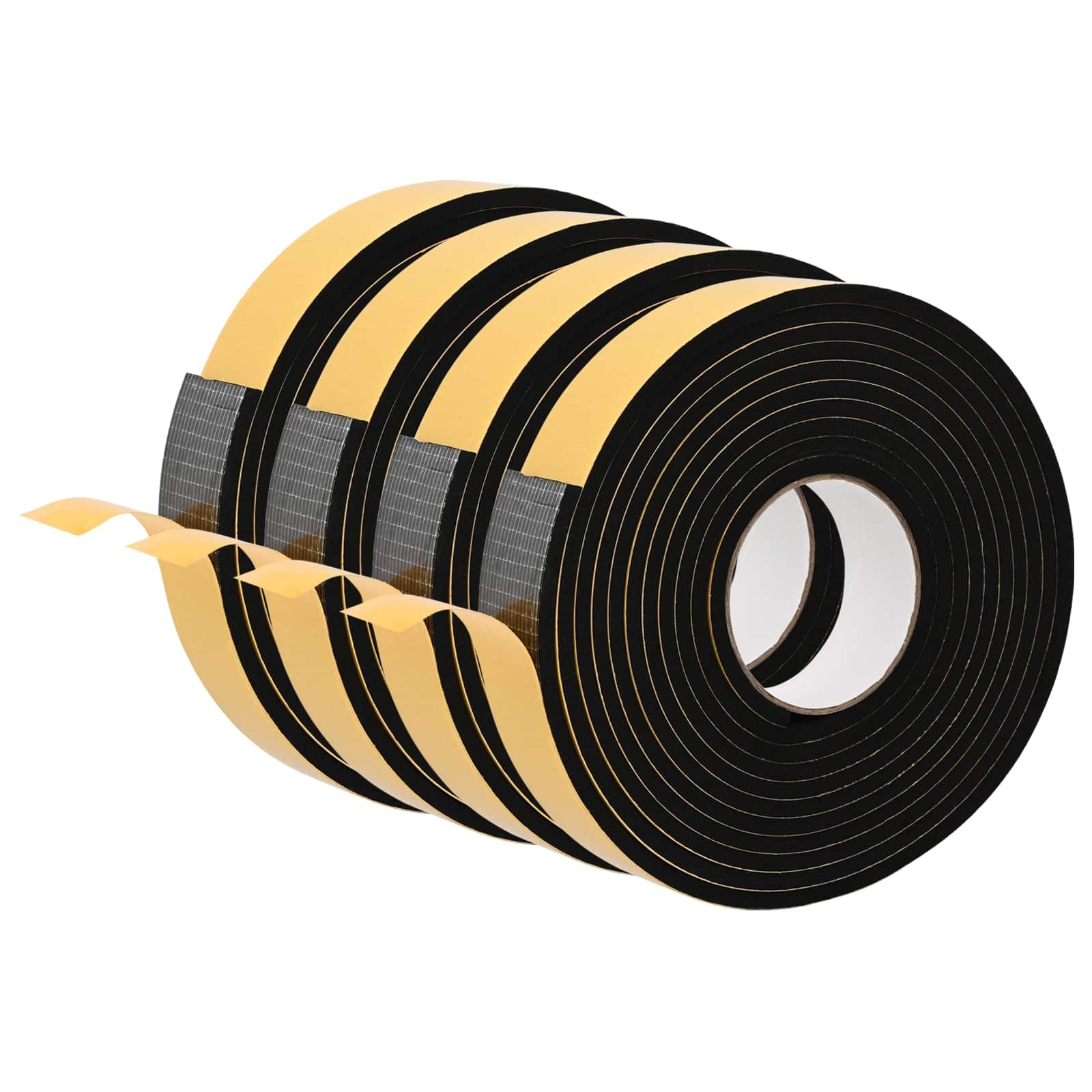 vidaXL Self-Adhesive Foam Tape, 4 Pieces, Black, 30 mm x 5 m, Tape, Round, CR Foam, Moisture Protection, Efficient, Universal, Insulating