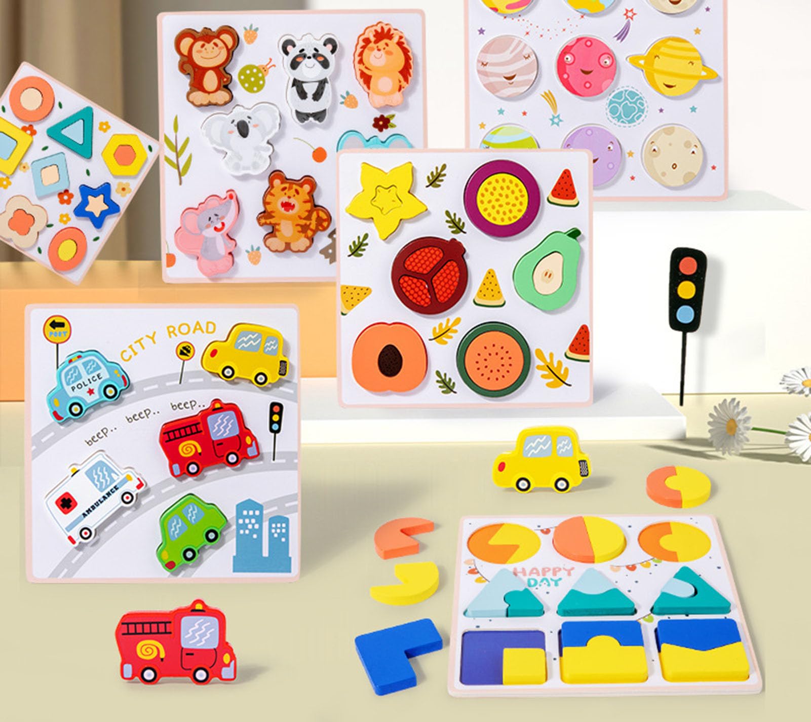 Kleinkind Lern-Memory-Puzzle-Set, Holz-Puzzle-Spielzeug für Vorschulkinder