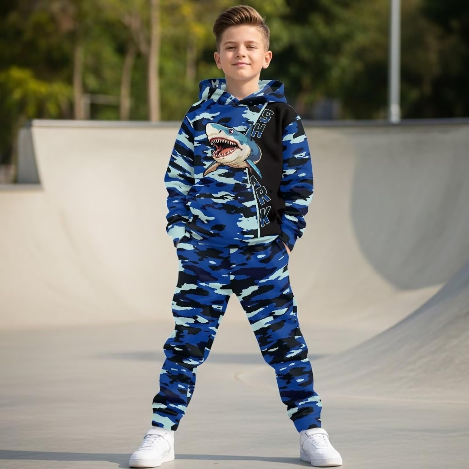 doginthehole Boy's 2 Piece Active Tracksuit Sets Casual Pullover Sweatsuit Long Sleeve Sweatshirts & Jogger Pants 5-12Y