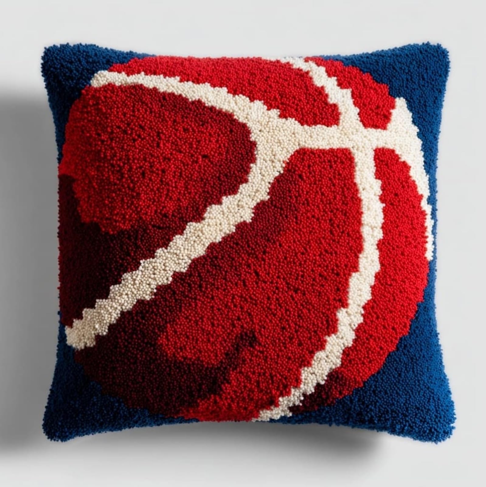 Henypt Latch Hook Pillow Kit 43x43cm,Basketball Embroidery Cushion Set for Home Interior,Relaxing Hobby for Adults & Craft Beginners
