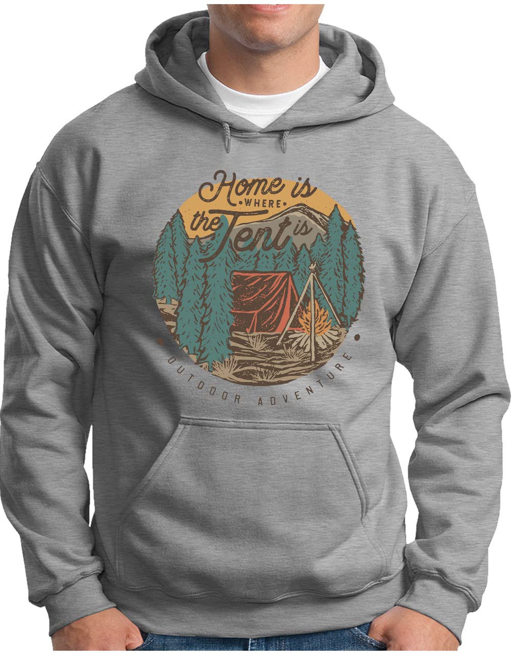 OM3® Adventure bluza z kapturem z napisem | męska | camper outdoor piesze wędrówki w górach, kemping, do namiotów, sweter z kapturem S - 4XL